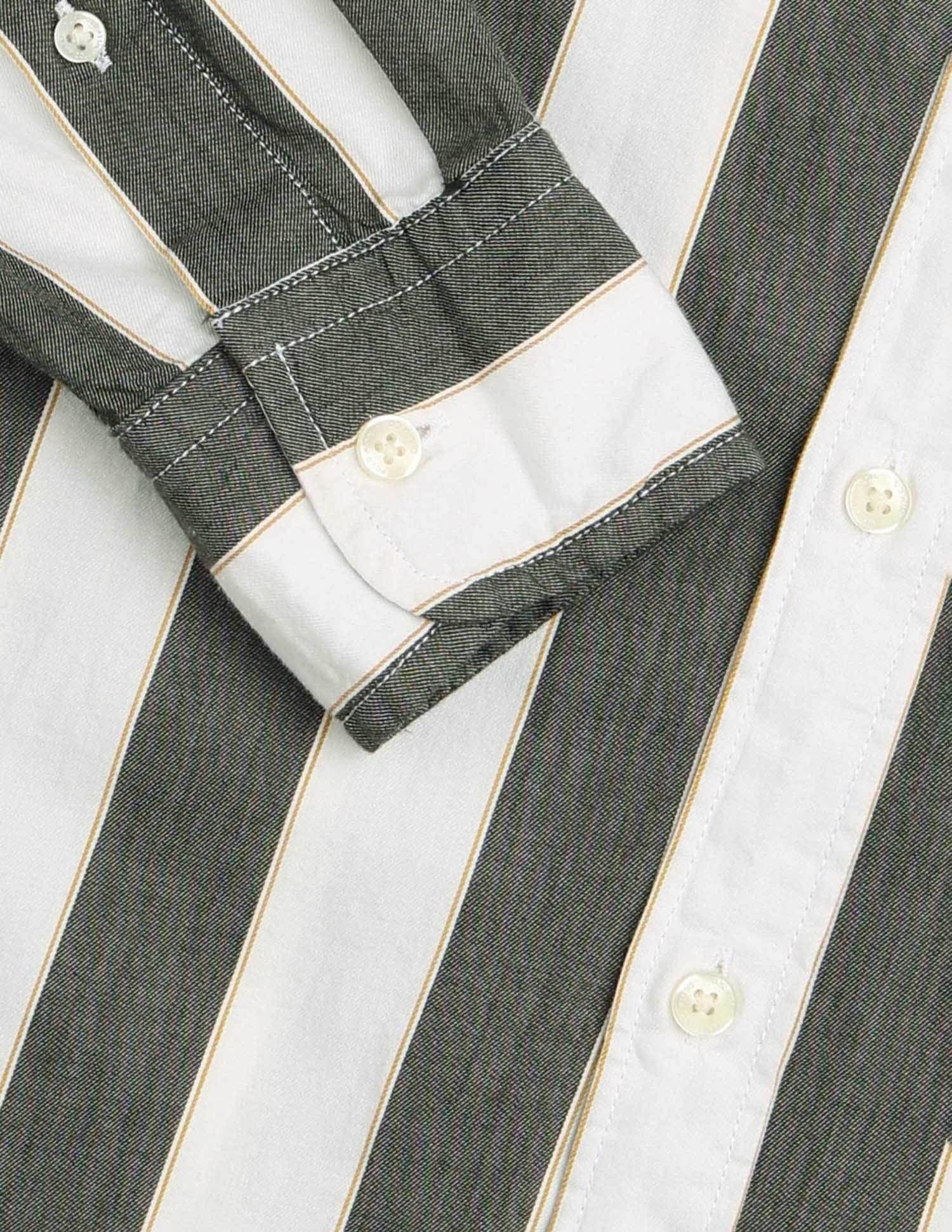 Vertical Striped Pure Cotton Shirt Green - U.S. Polo Assn. India | Large