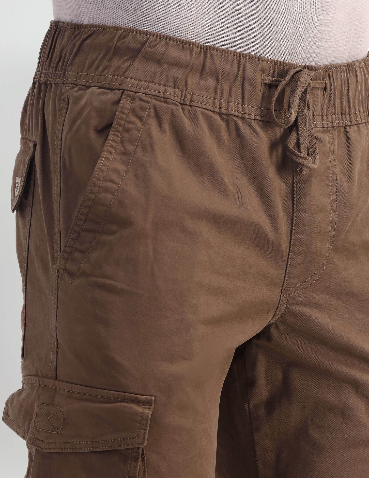 Solid Straight Fit Trousers Tan - U.S. Polo Assn. India | Large