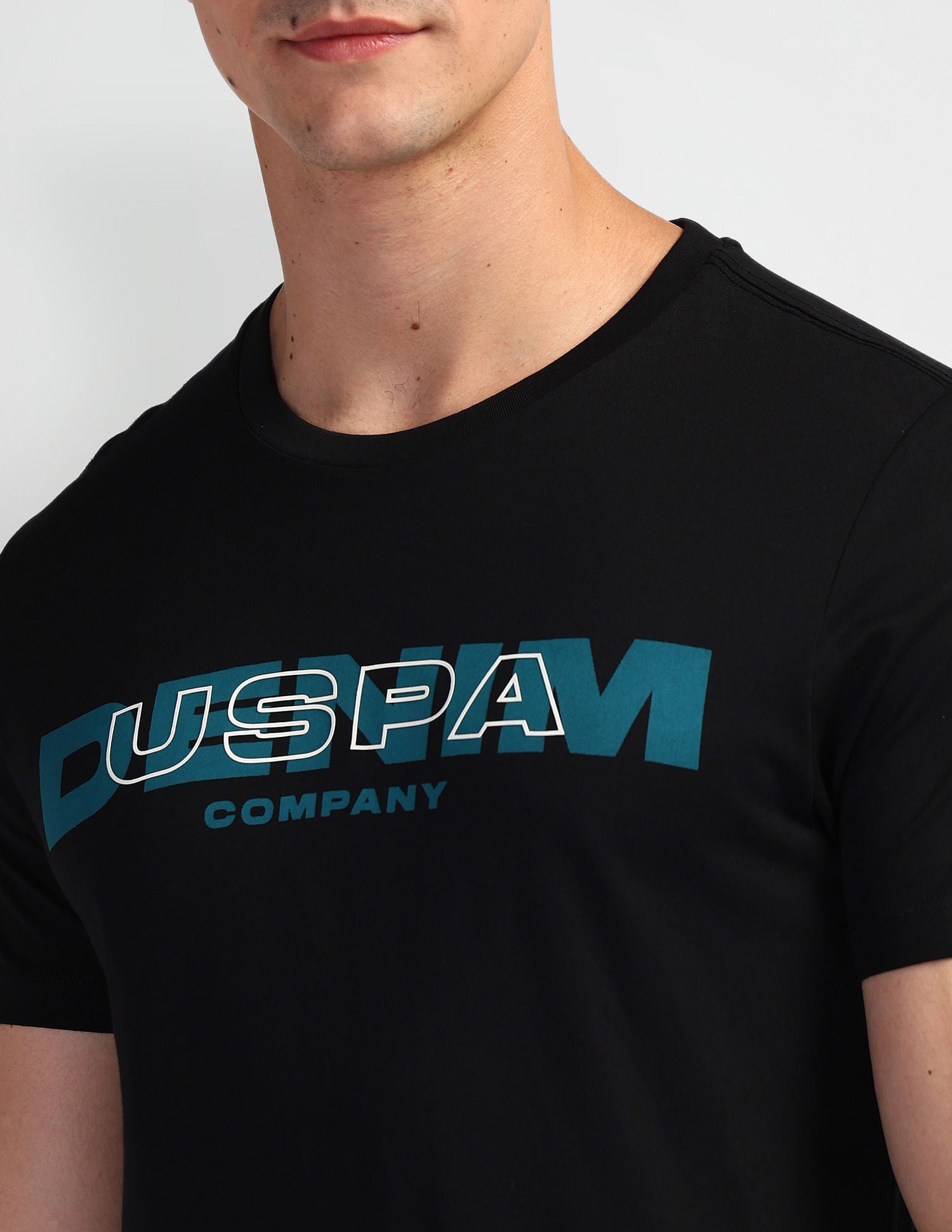 Brand Print Muscle Fit T-Shirt Black - U.S. Polo Assn. India | Large