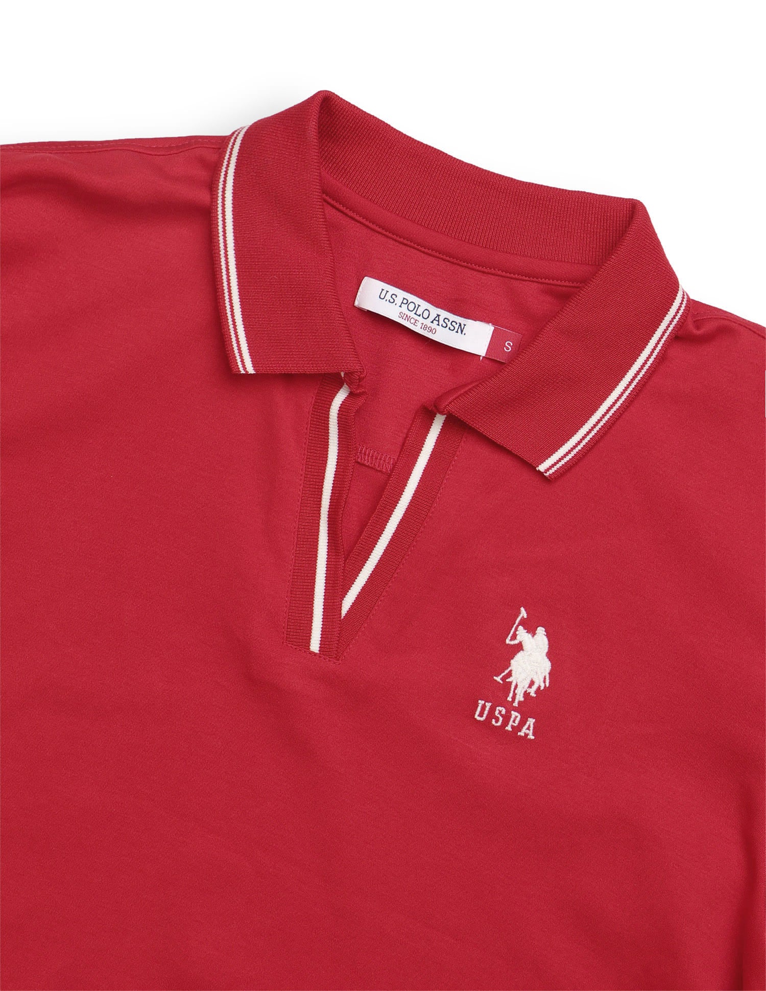 Solid Tipped Collar Regular Fit Polo Shirt Red - U.S. Polo Assn. India | Large