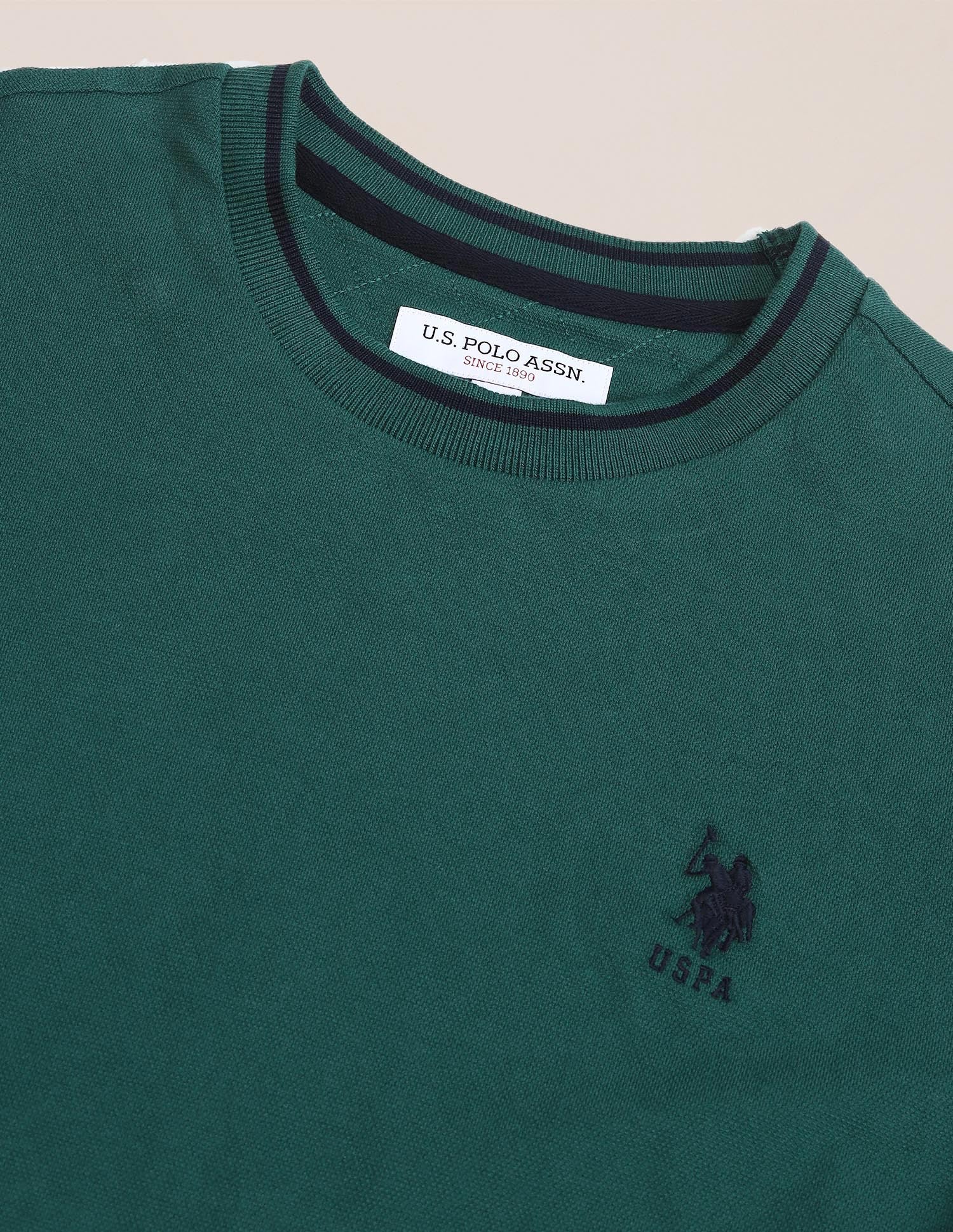 Solid Pattern Slim Fit T-Shirt Green - U.S. Polo Assn. India | Large