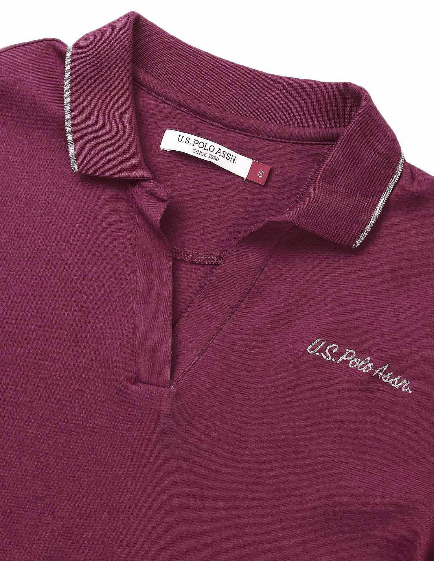 Tipped Collar Boxy Fit Polo Shirt Wine - U.S. POLO ASSN. | Large