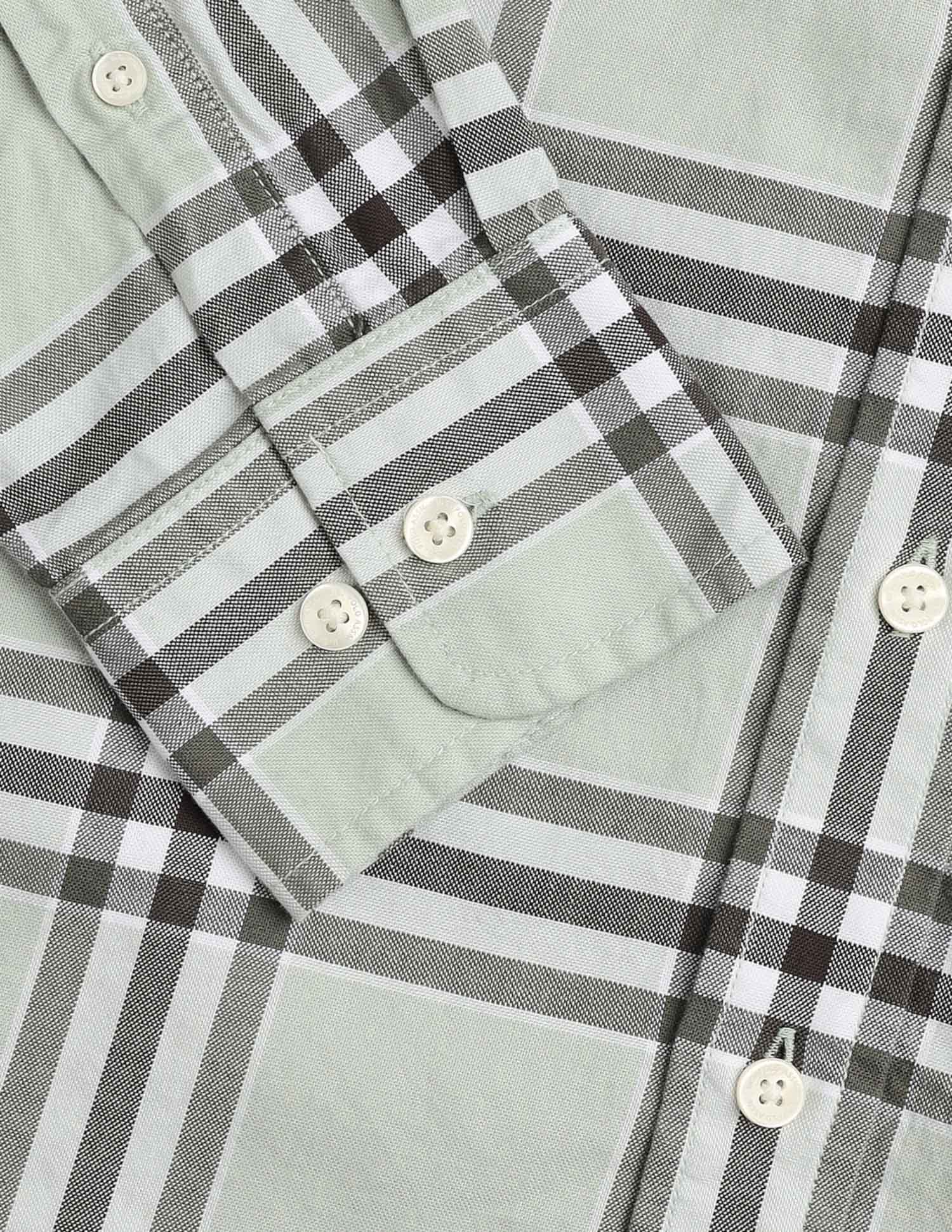 Pure Cotton Tartan Checked Shirt Light Green - U.S. Polo Assn. India | Large