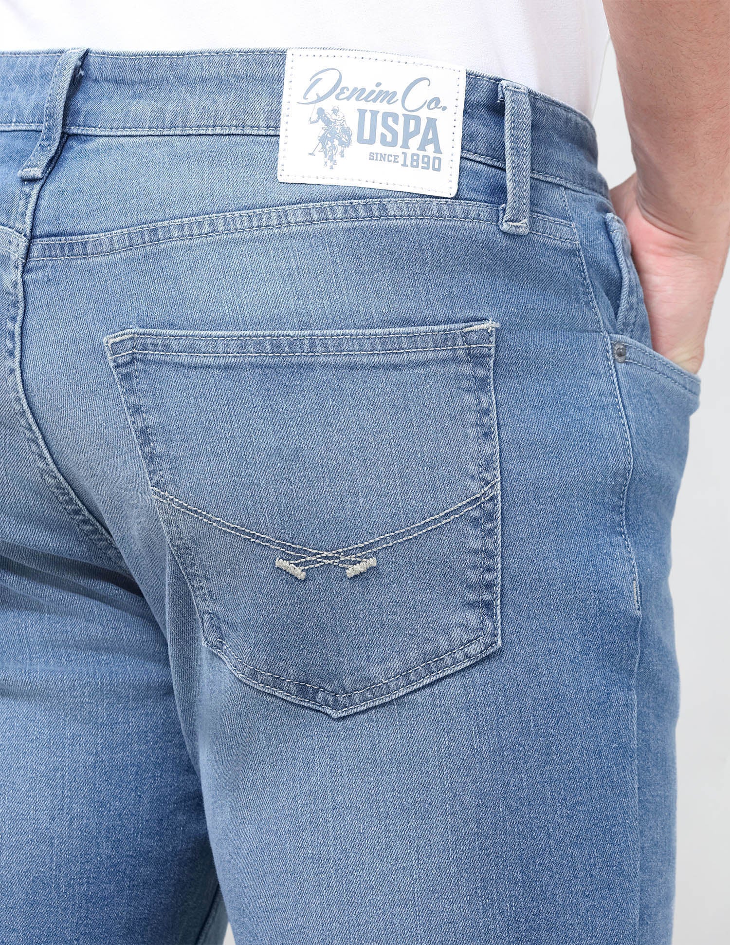 Harold Slim Straight Fit Blue Jeans Light Blue - U.S. Polo Assn. India | Large