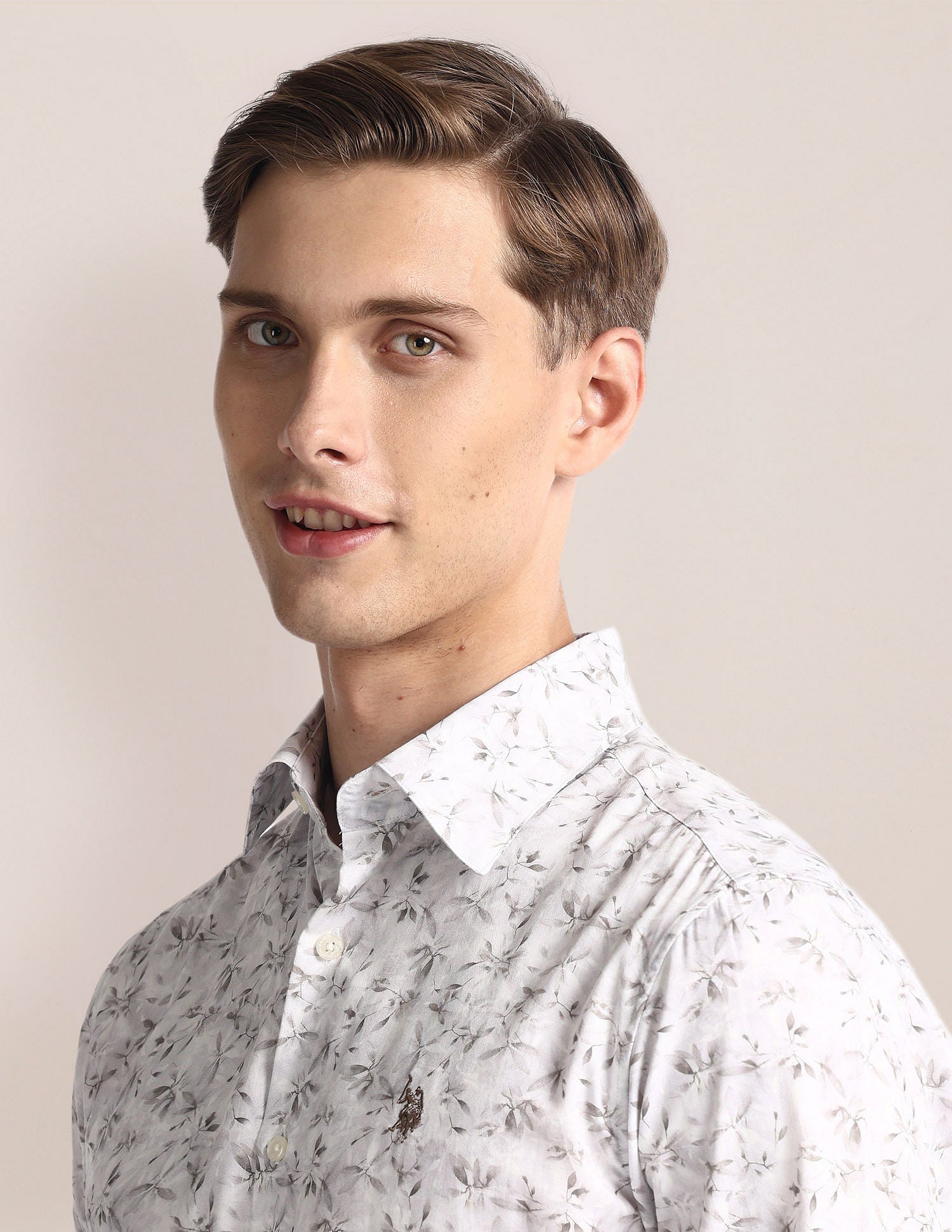 Floral Print Cotton Modal Shirt White - U.S. Polo Assn. India | Large