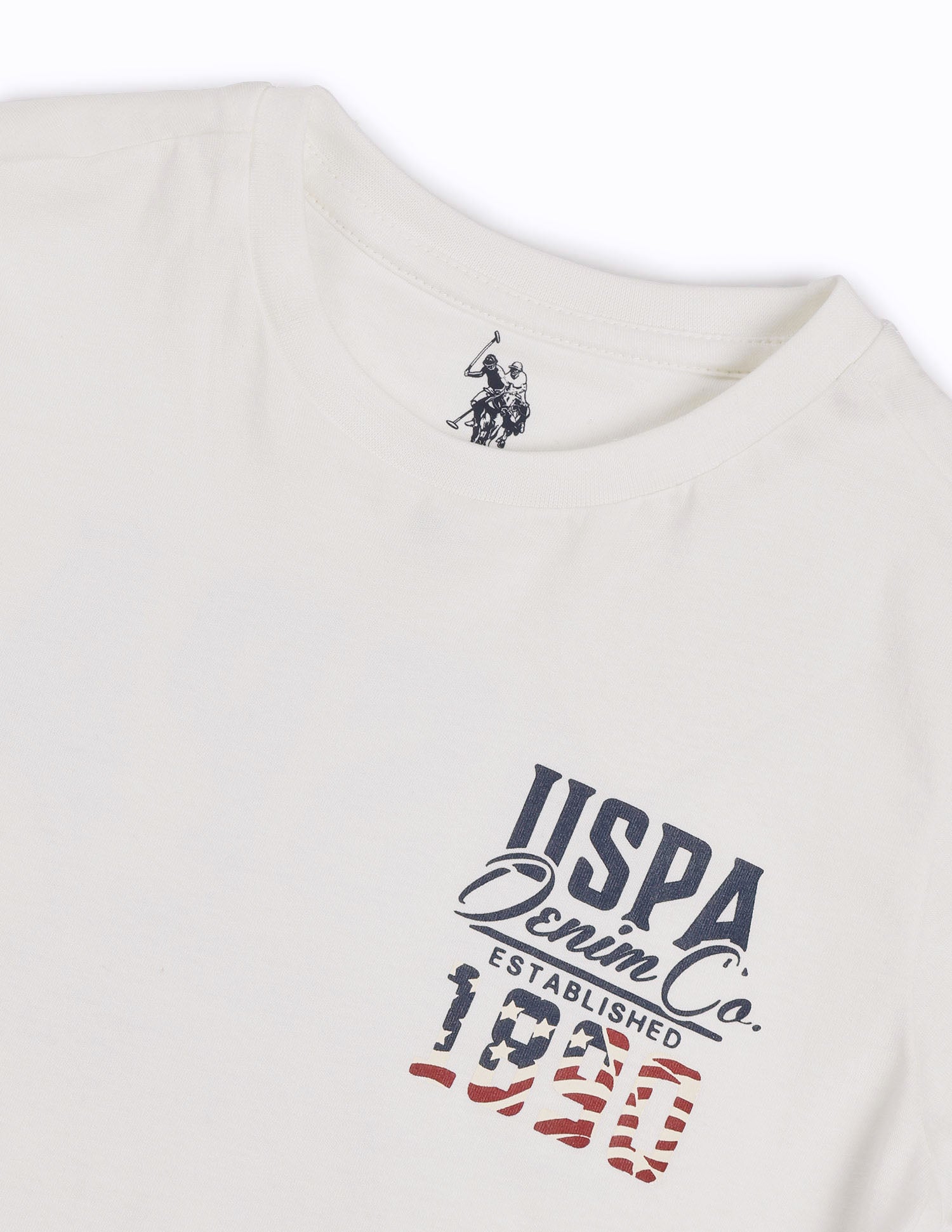 Boys Brand Printed Regular Fit T-Shirt Off White - U.S. POLO ASSN. | Large