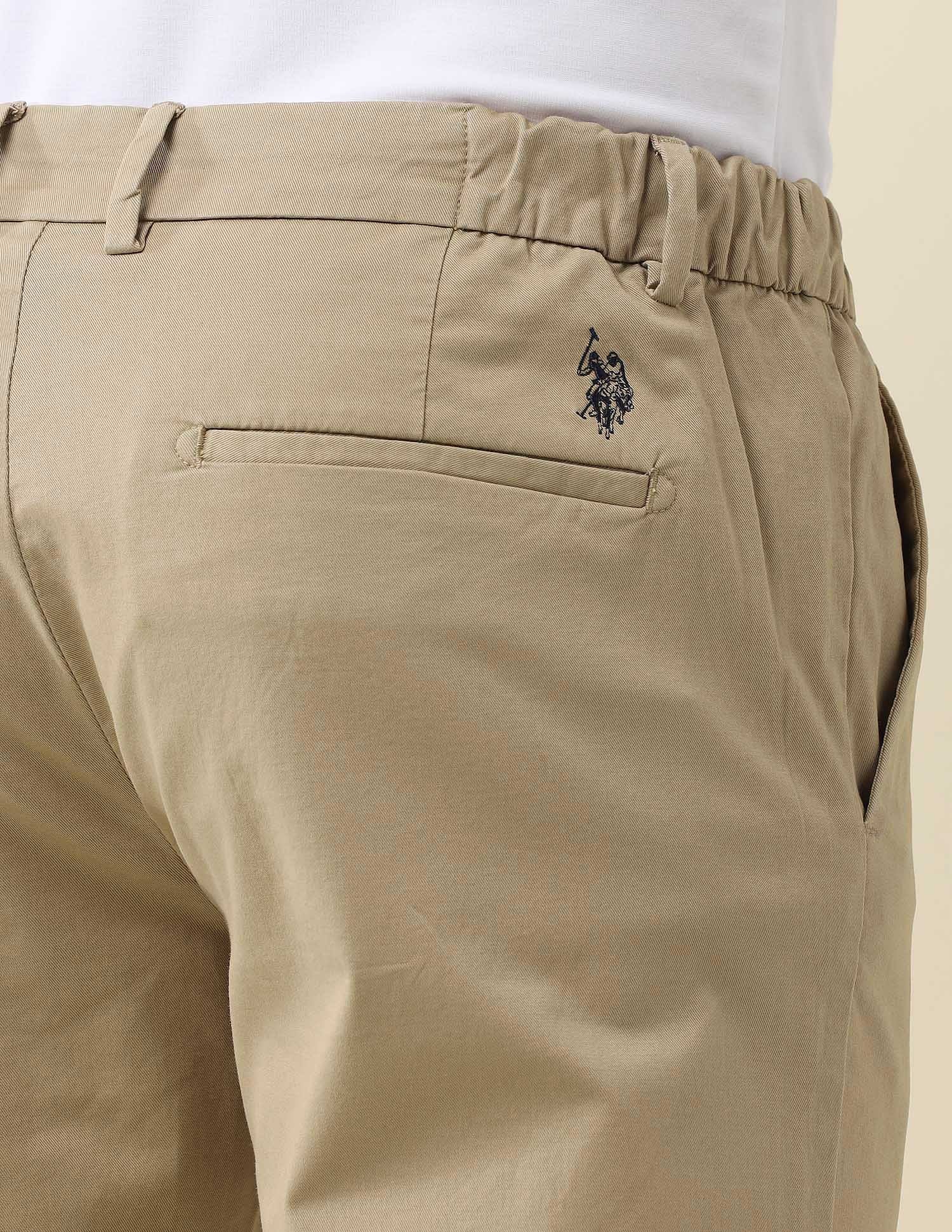 Super slim Fit Solid Chinos Khaki - U.S. Polo Assn. India | Large