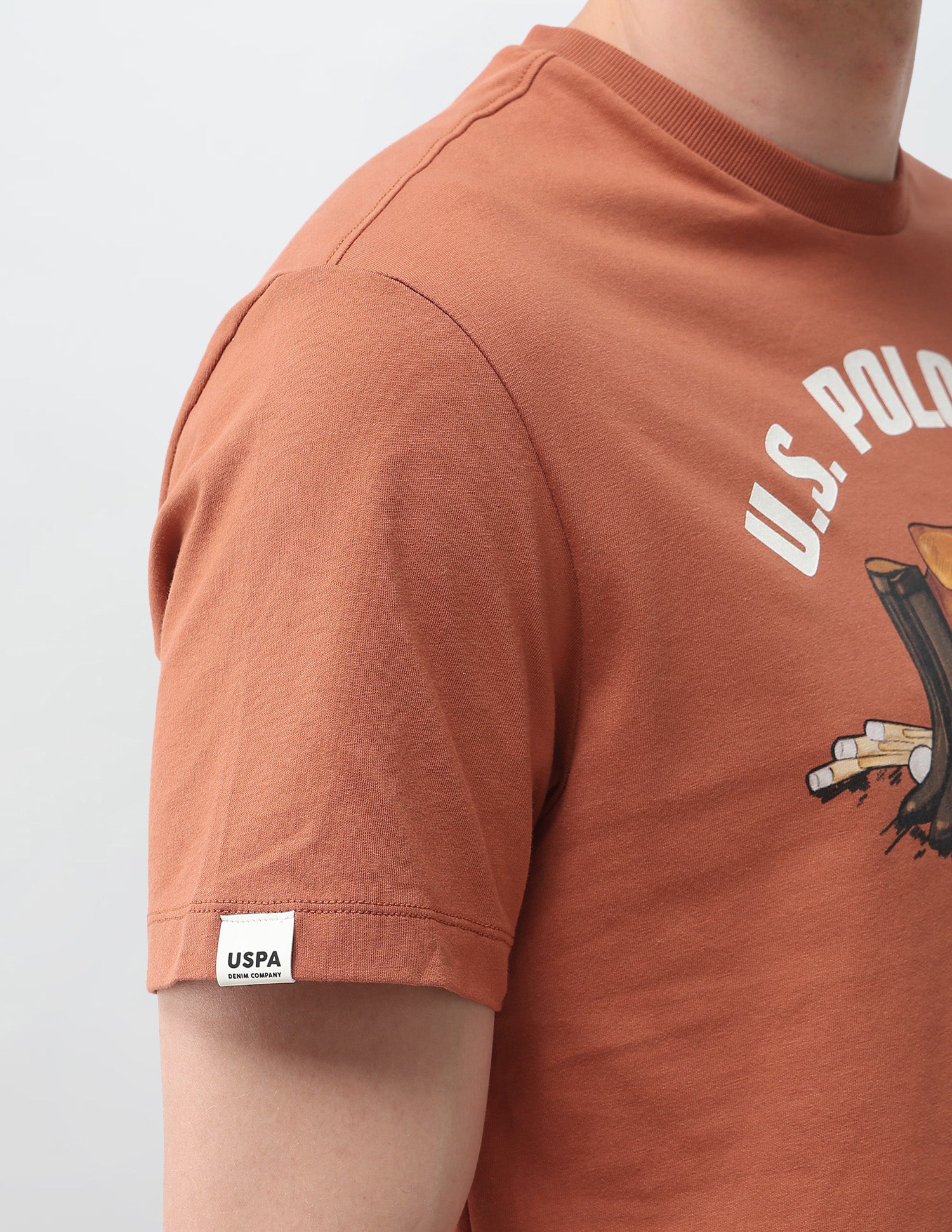 Graphic Brand Printed Slim Fit T-Shirt Orange - U.S. Polo Assn. India | Large