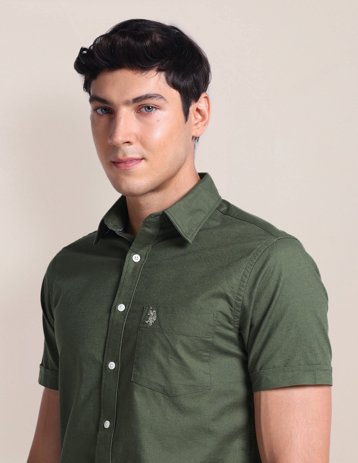 Tailored Fit Dobby Shirt Olive - U.S. POLO ASSN. | Large