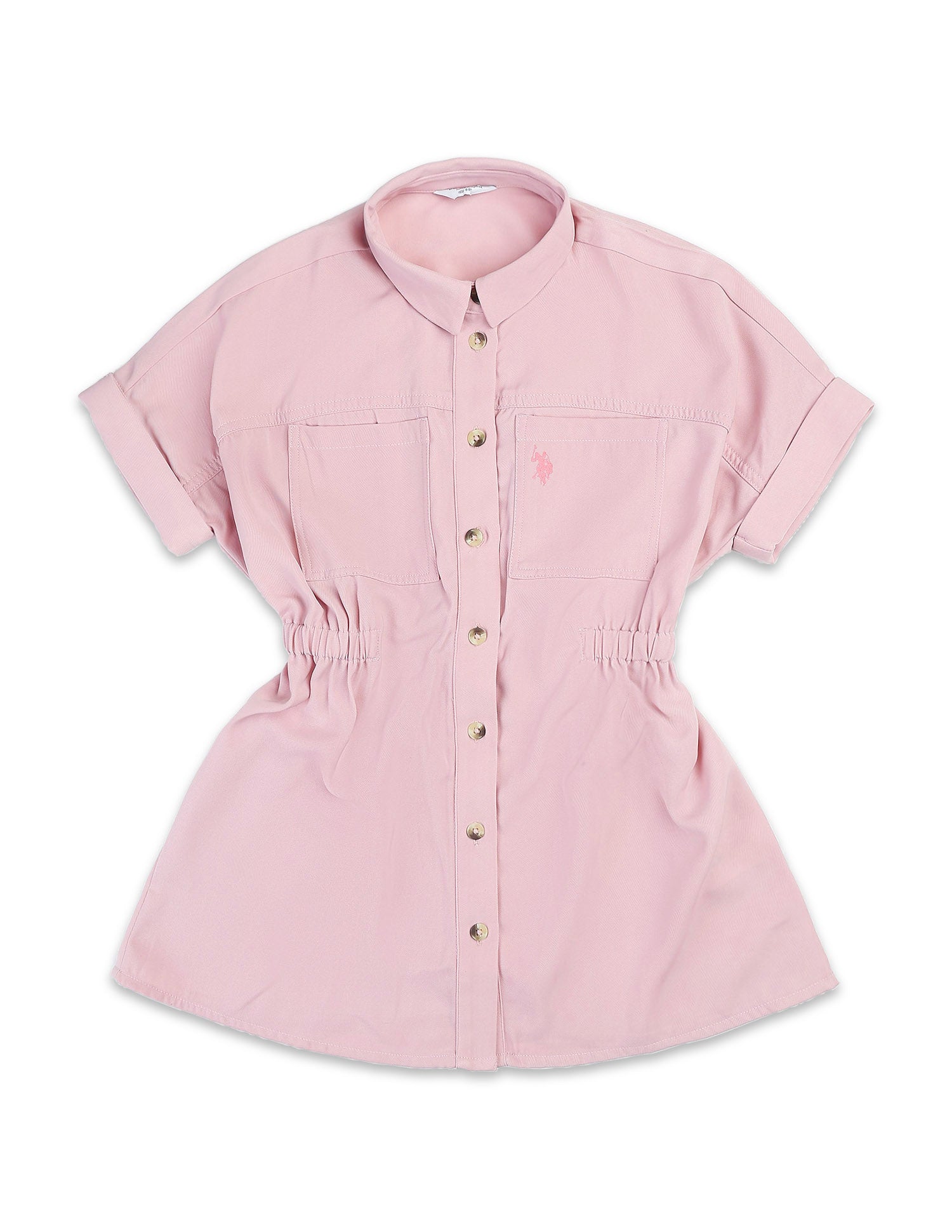 Girls Solid Shirt Dress Pink - U.S. POLO ASSN. | Large