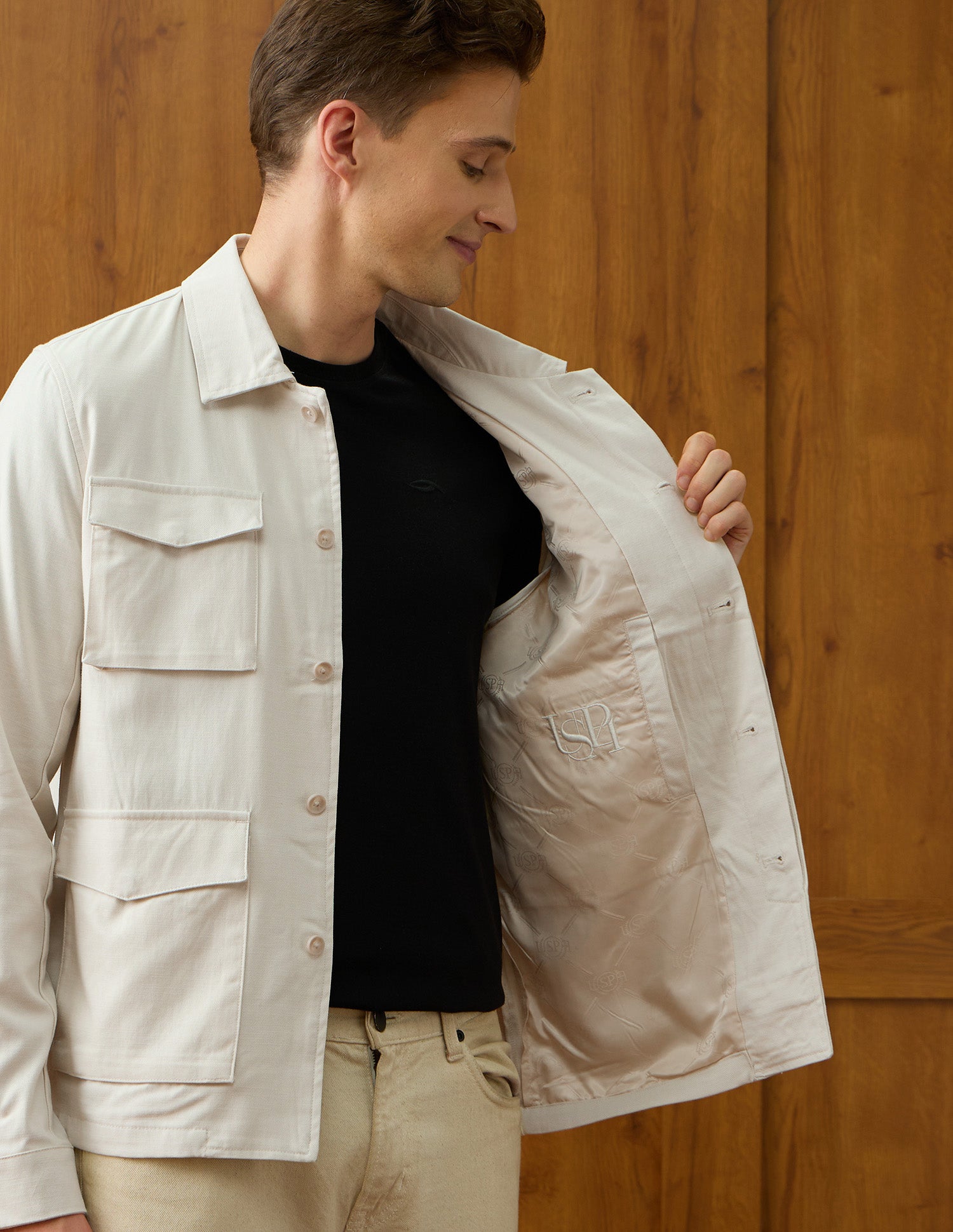 Solid Equestrian Aisle Theater Jacket Ecru - U.S. Polo Assn. India | Large