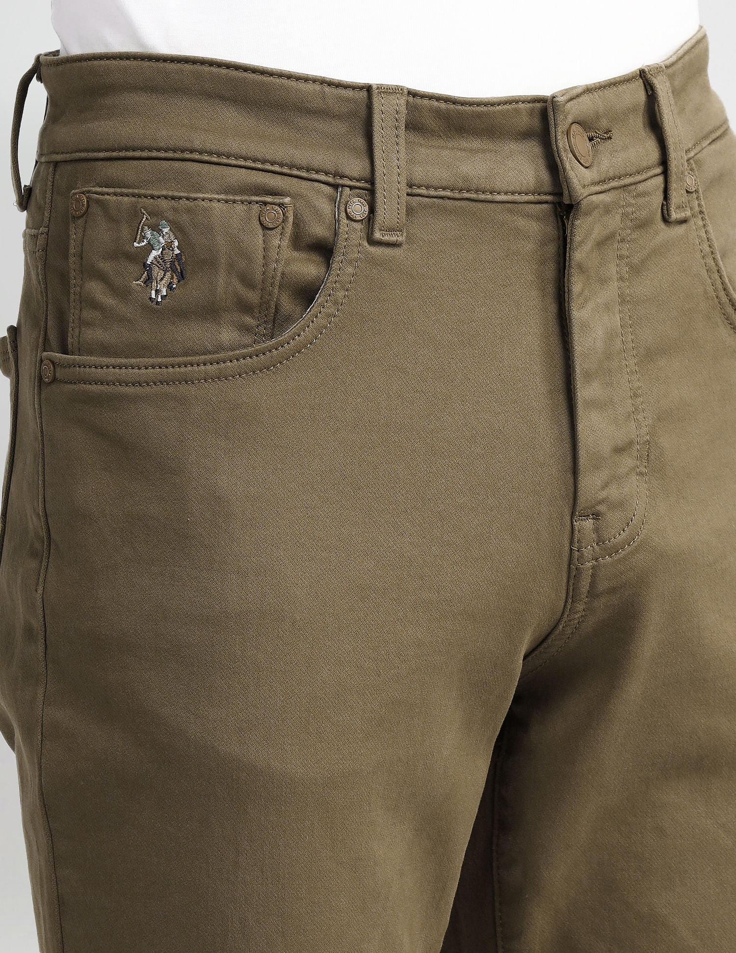 Slim Tapered Fit Beige Jeans Olive - U.S. POLO ASSN. | Large