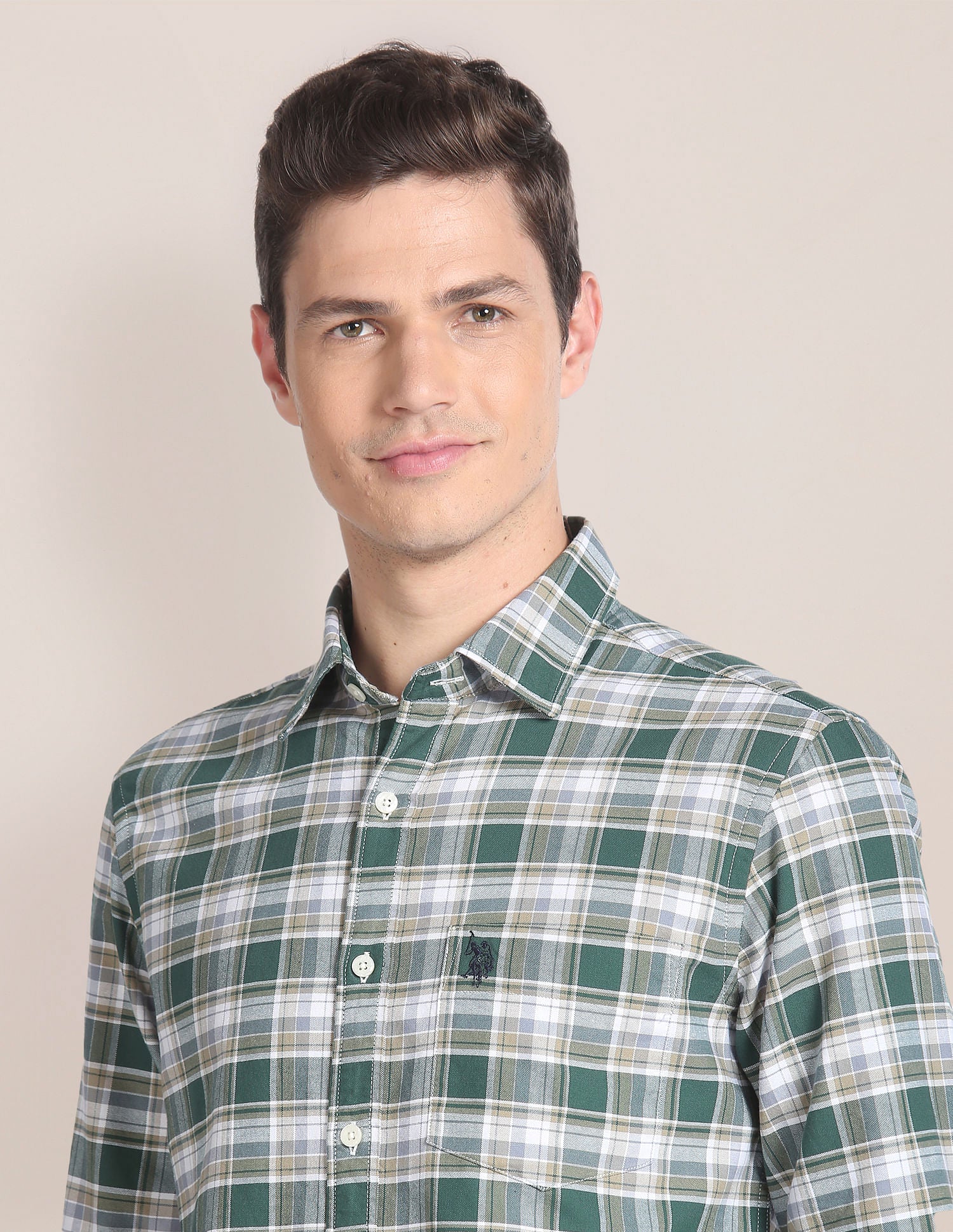Plaid Check Oxford Shirt Green - U.S. Polo Assn. India | Large
