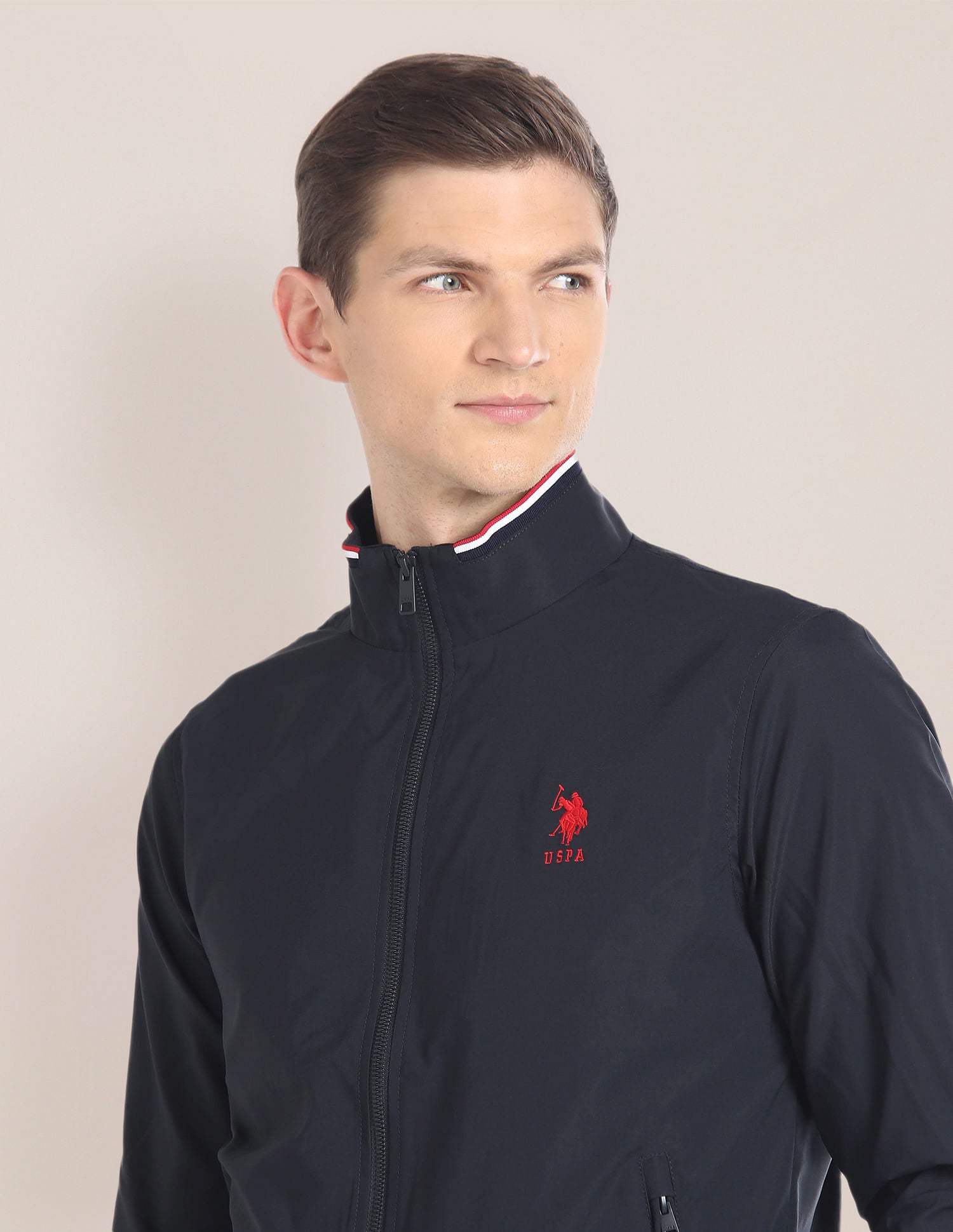 High Neck Long Sleeve Casual Jacket Navy - U.S. POLO ASSN. | Large