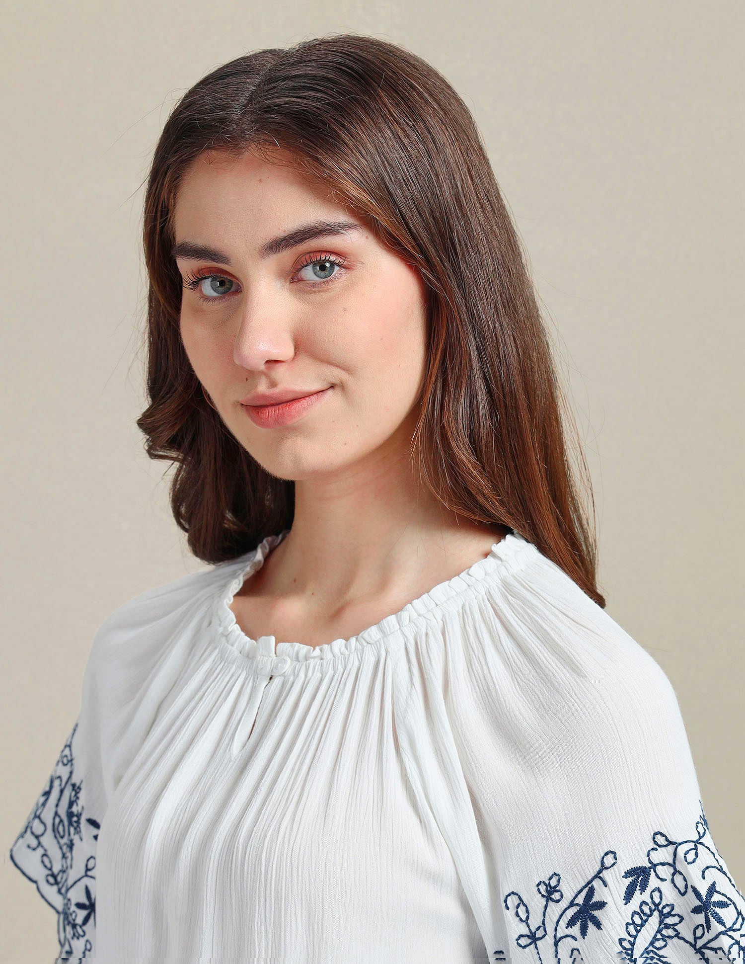 Crinkle Viscose Embroidered Top White - U.S. POLO ASSN. | Large