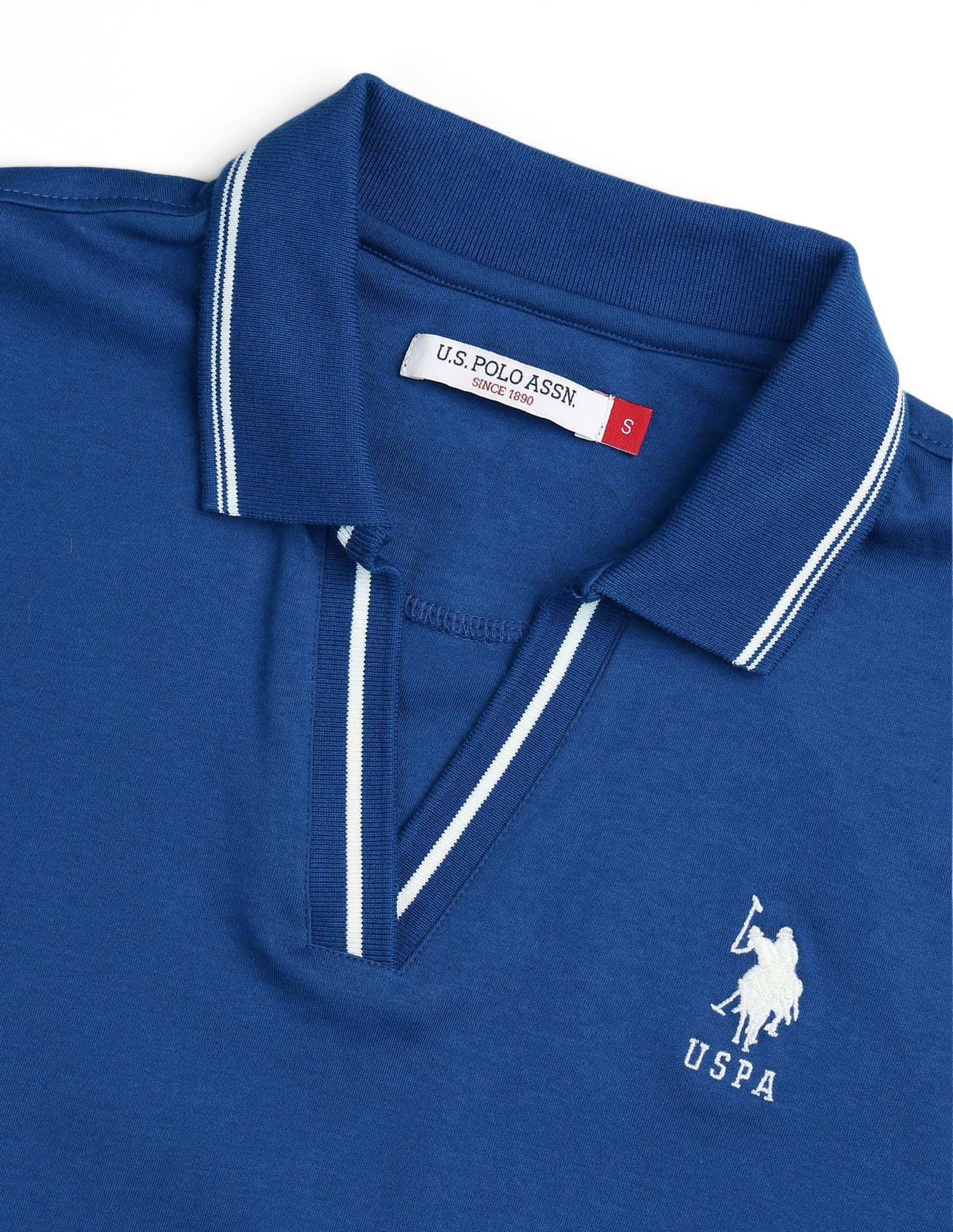Boxy Fit Solid Polo Shirt Blue - U.S. POLO ASSN. | Large