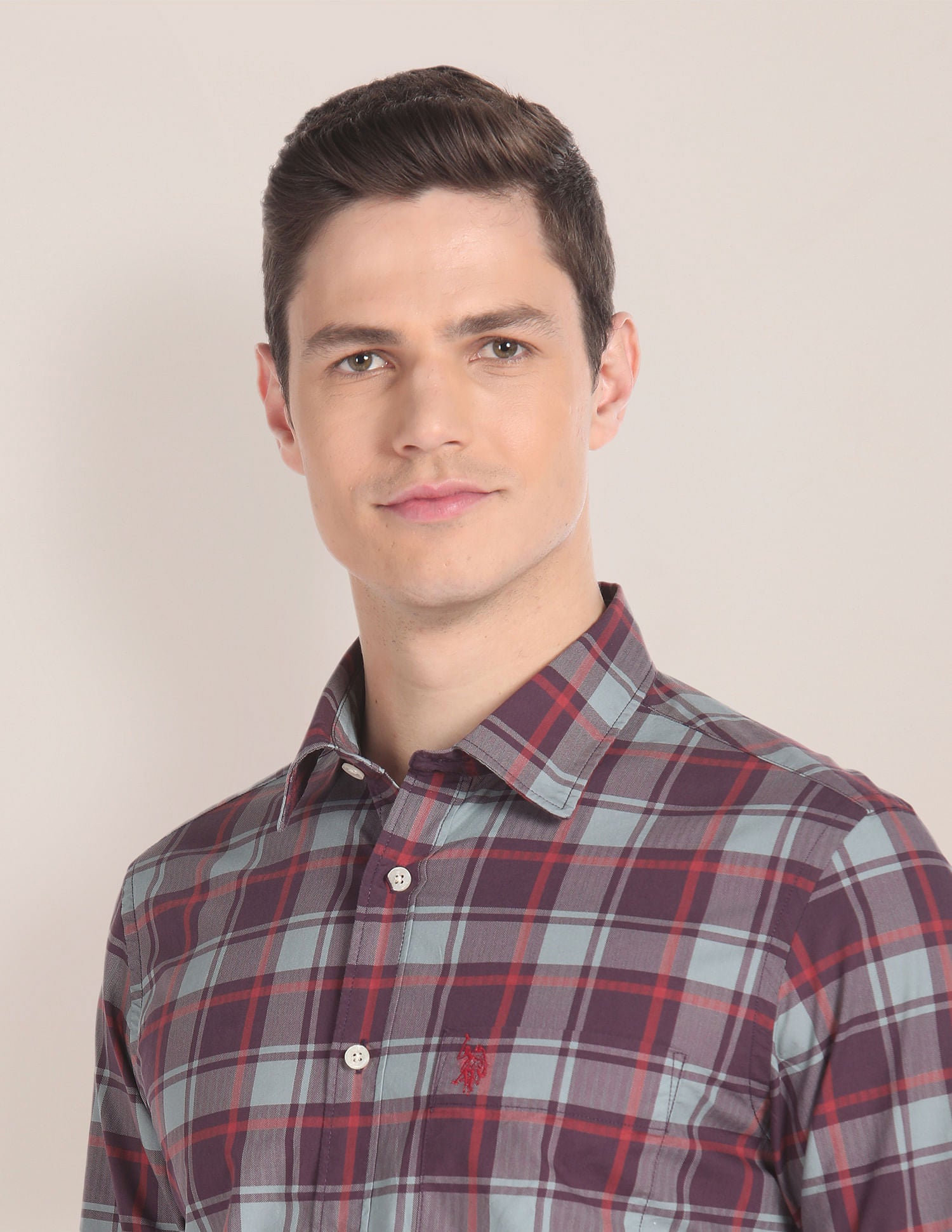 Tartan Check Herringbone Shirt Brown - U.S. Polo Assn. India | Large
