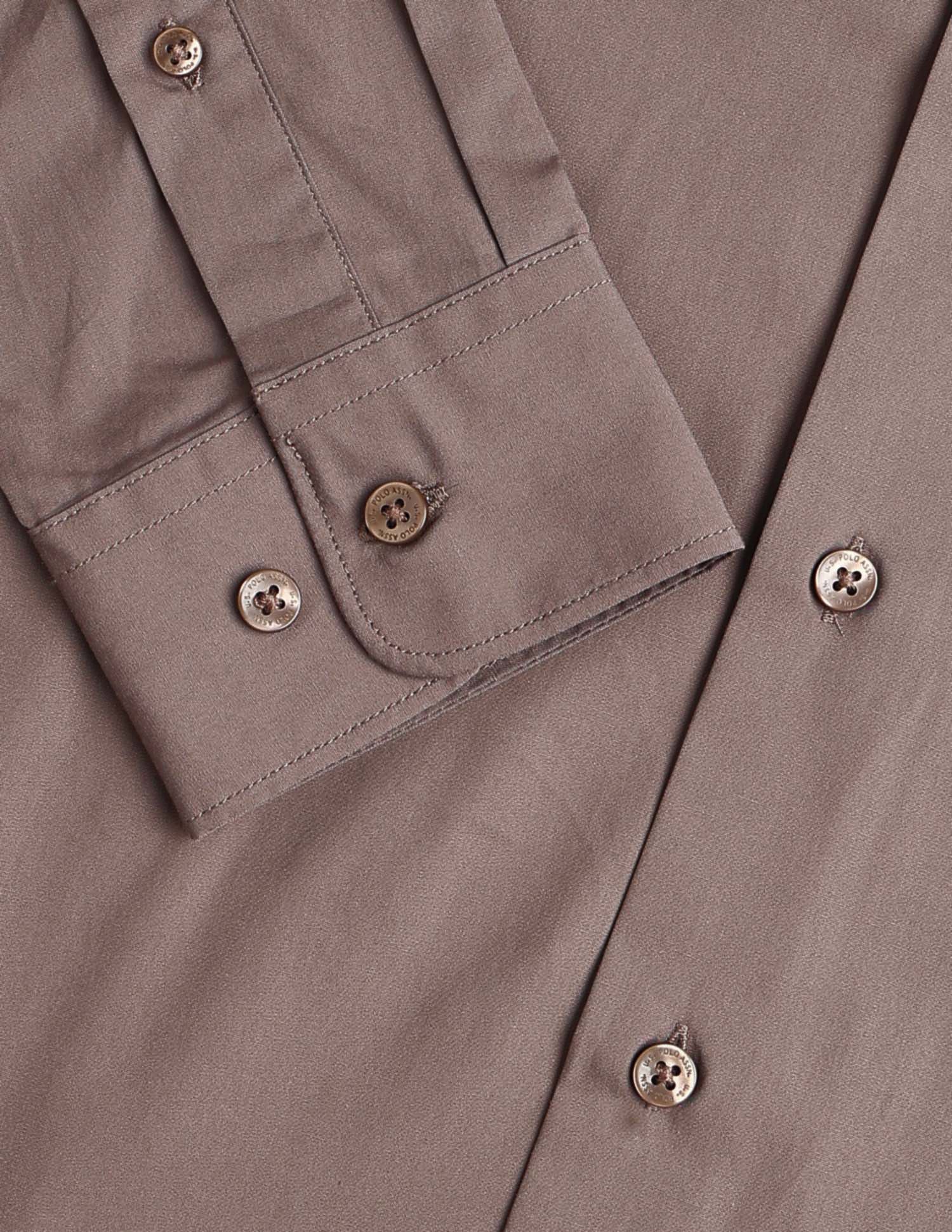 Tailored Fit Solid Shirt Light Brown - U.S. POLO ASSN. | Large