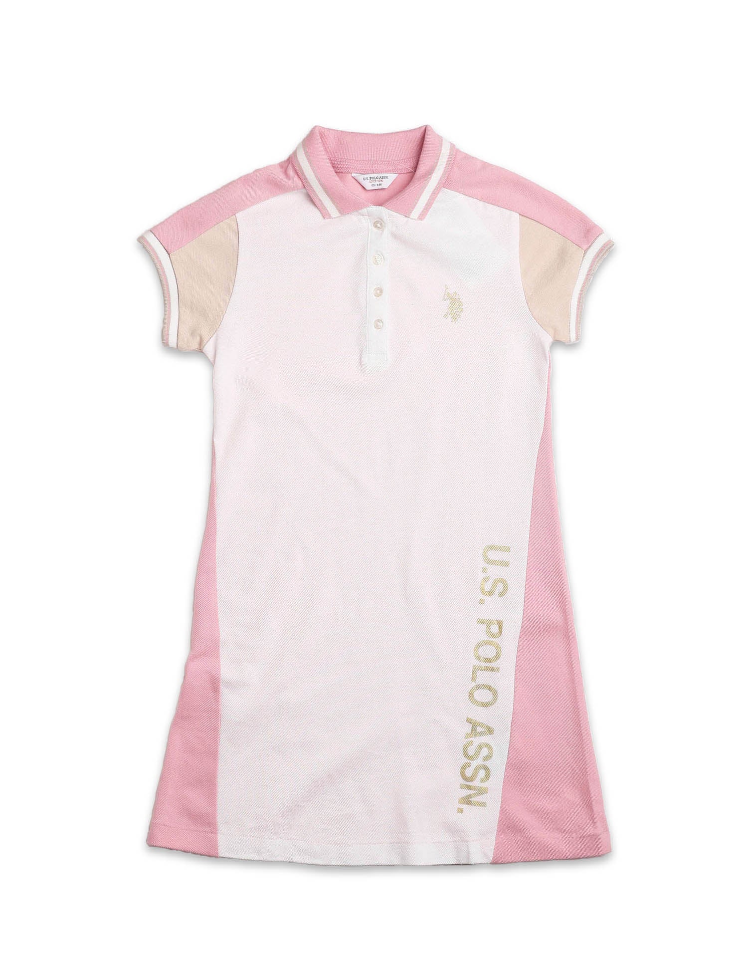 Girls Colour Block Polo Dress White - U.S. Polo Assn. India | Large
