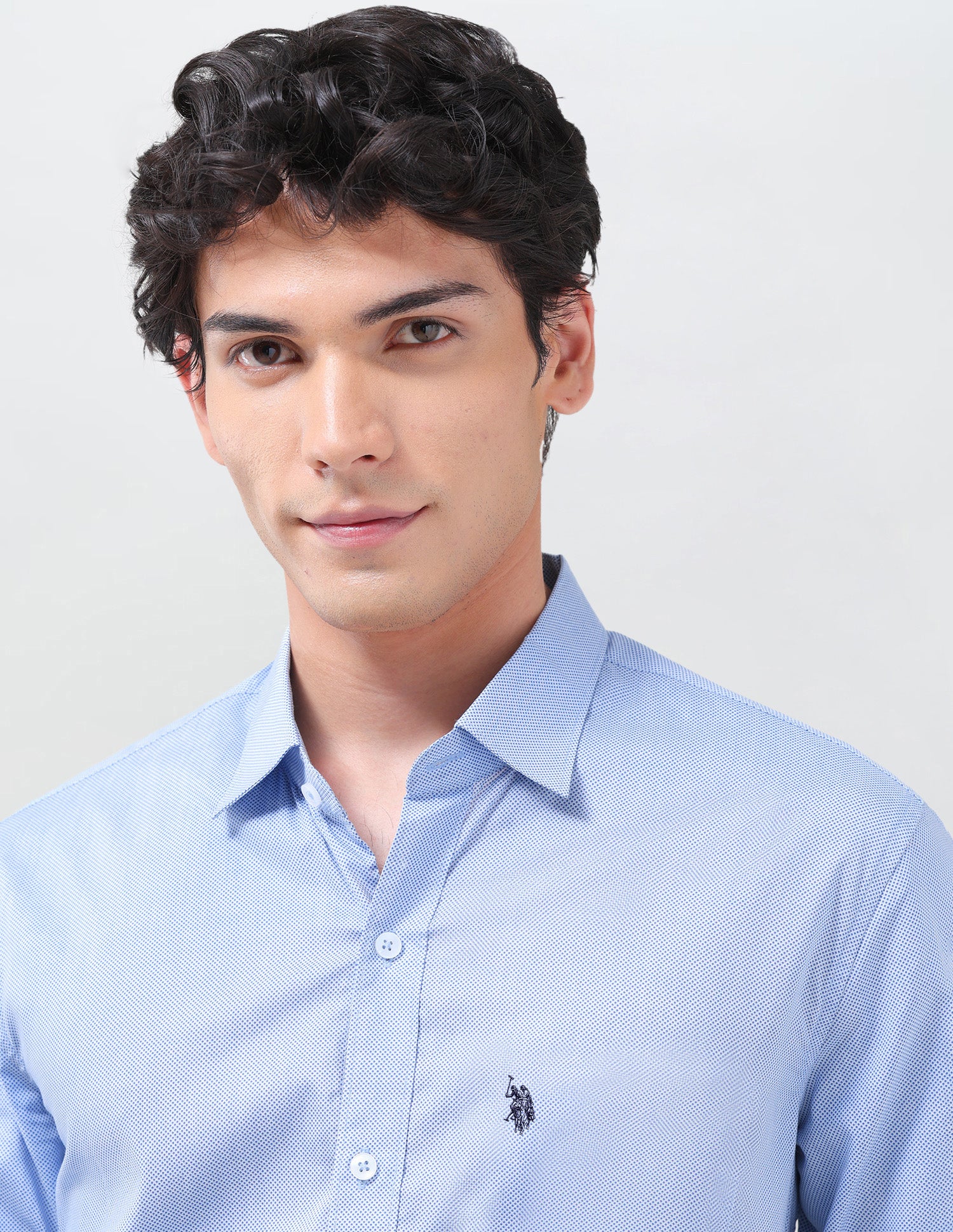 All-Over Micro Printed Poplin Shirt Blue - U.S. Polo Assn. India | Large