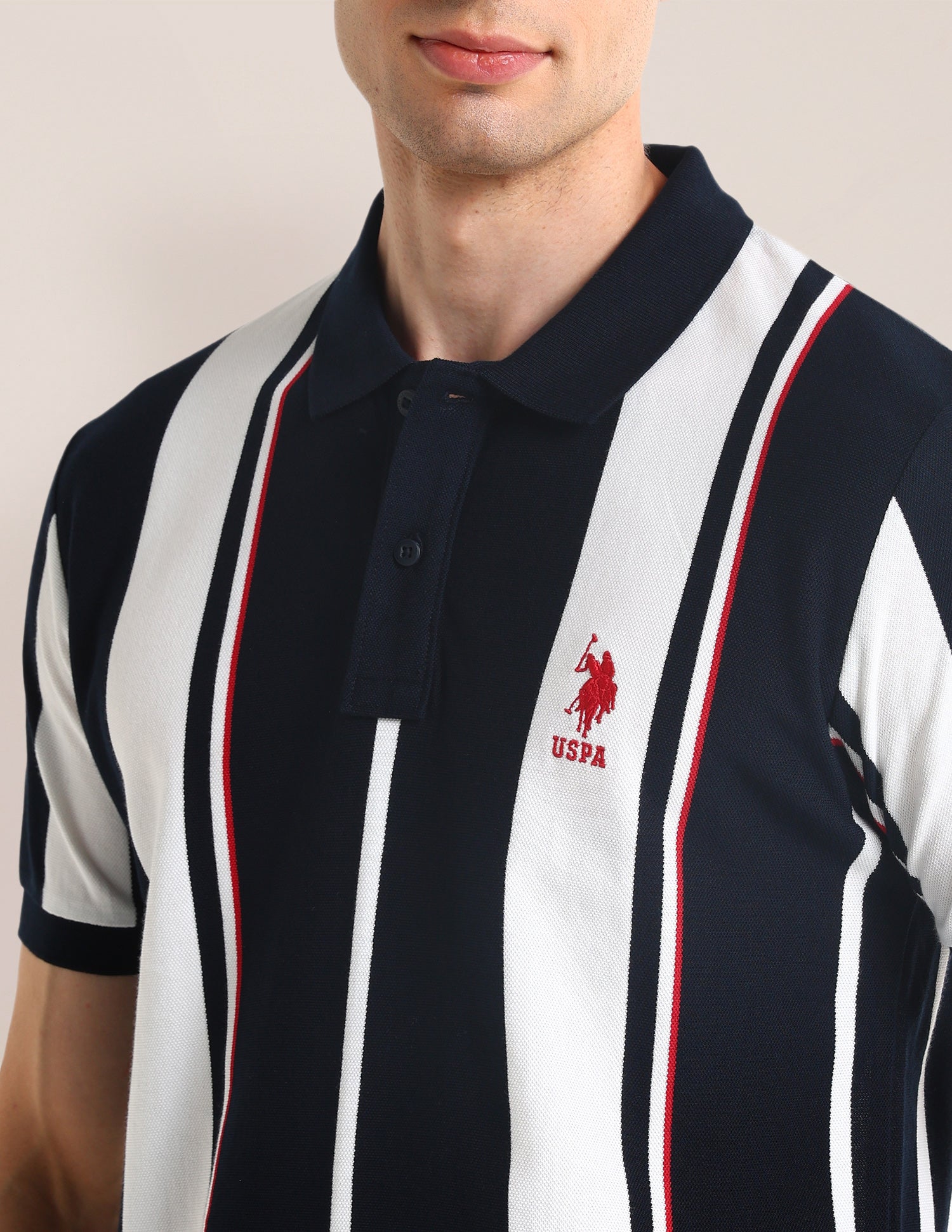 Vertical Striped Slim Fit Polo Shirt Navy - U.S. POLO ASSN. | Large