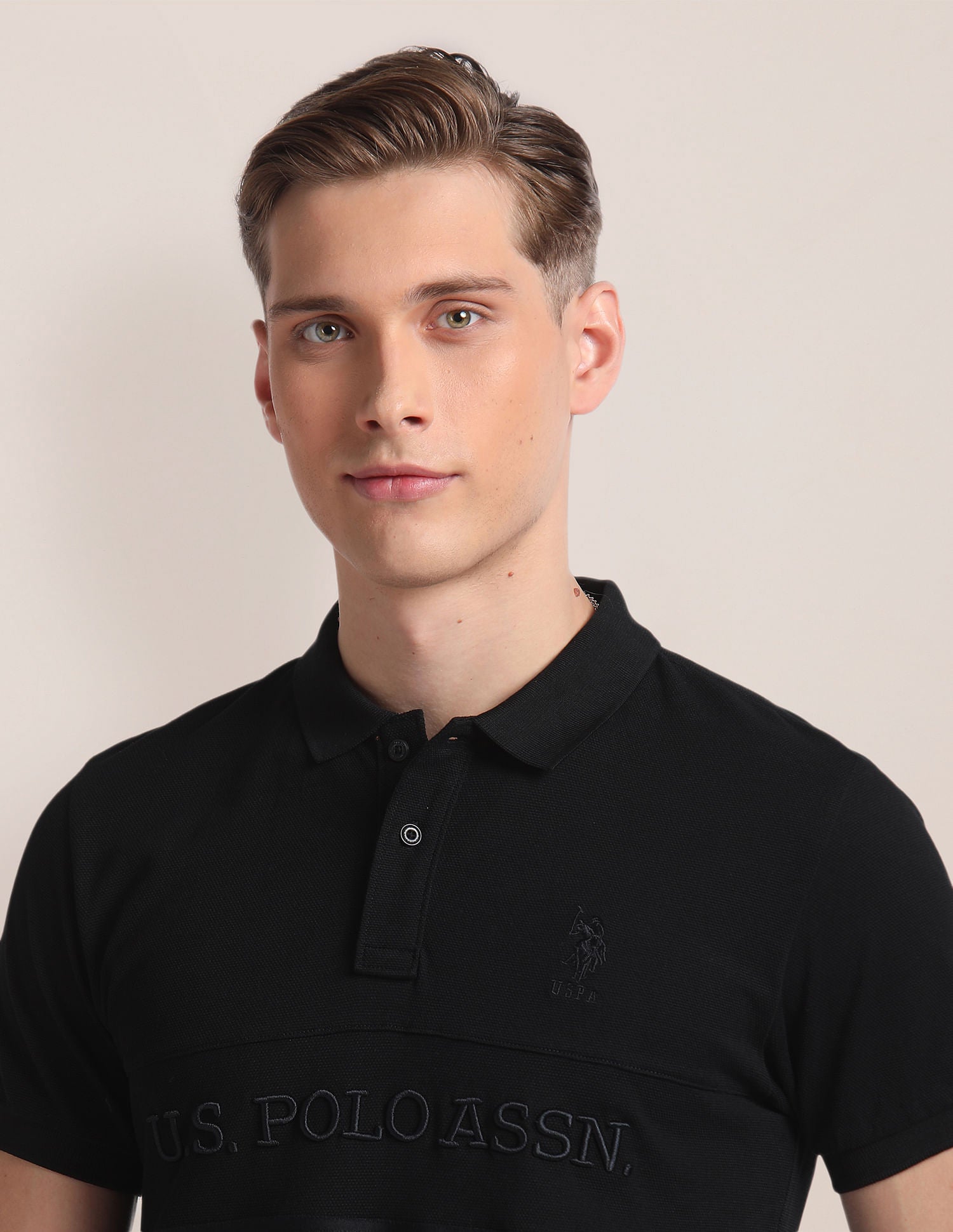 Cotton Slim Fit Polo Shirt Black - U.S. Polo Assn. India | Large