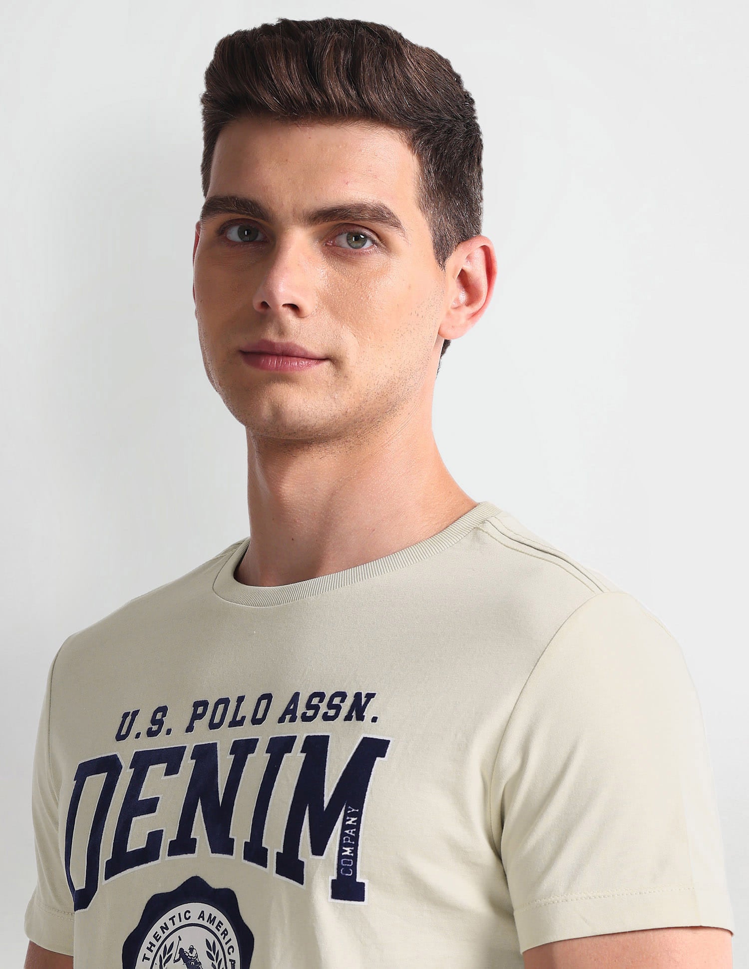 Muscle Fit Graphic T-Shirt Beige - U.S. Polo Assn. India | Large
