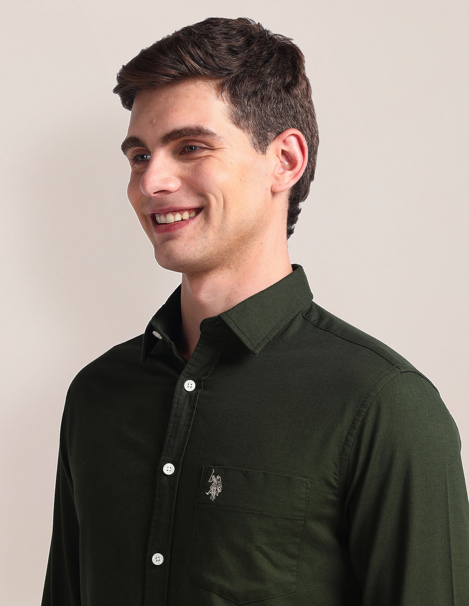Solid Dobby Shirt Green - U.S. Polo Assn. India | Large