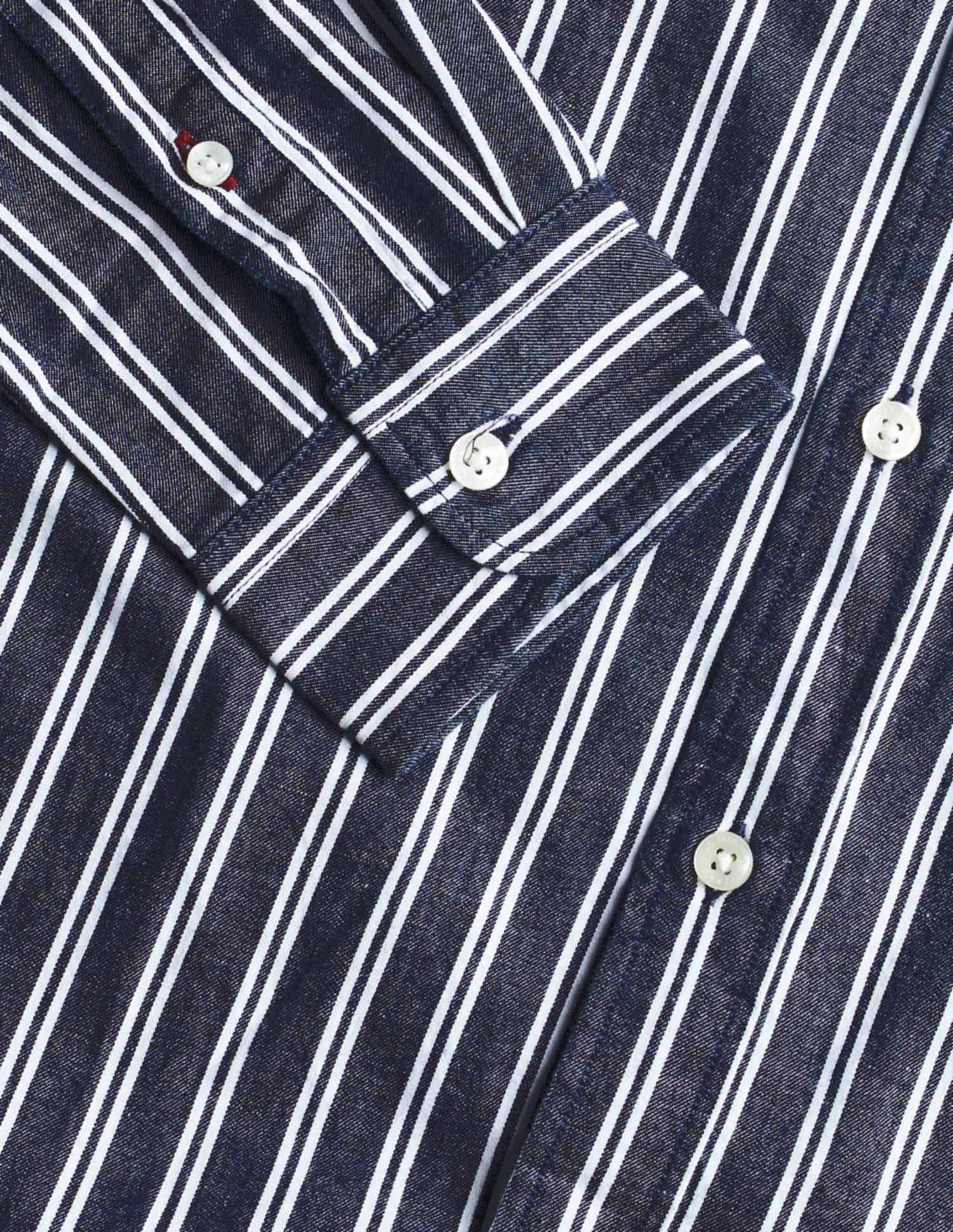 Vertical Striped Pure Cotton Shirt Indigo - U.S. Polo Assn. India | Large