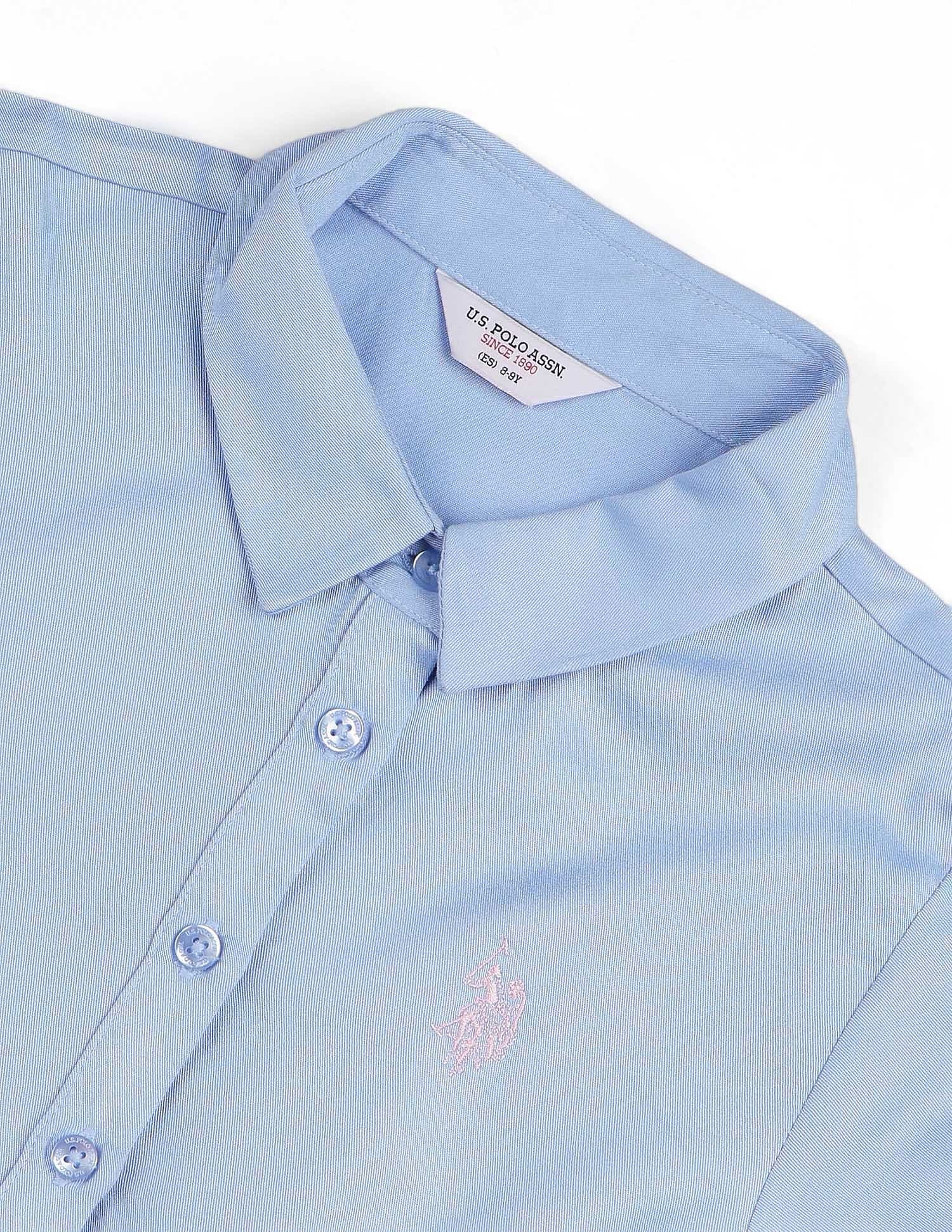 Girls Solid Shirt Dress Light Blue - U.S. POLO ASSN. | Large