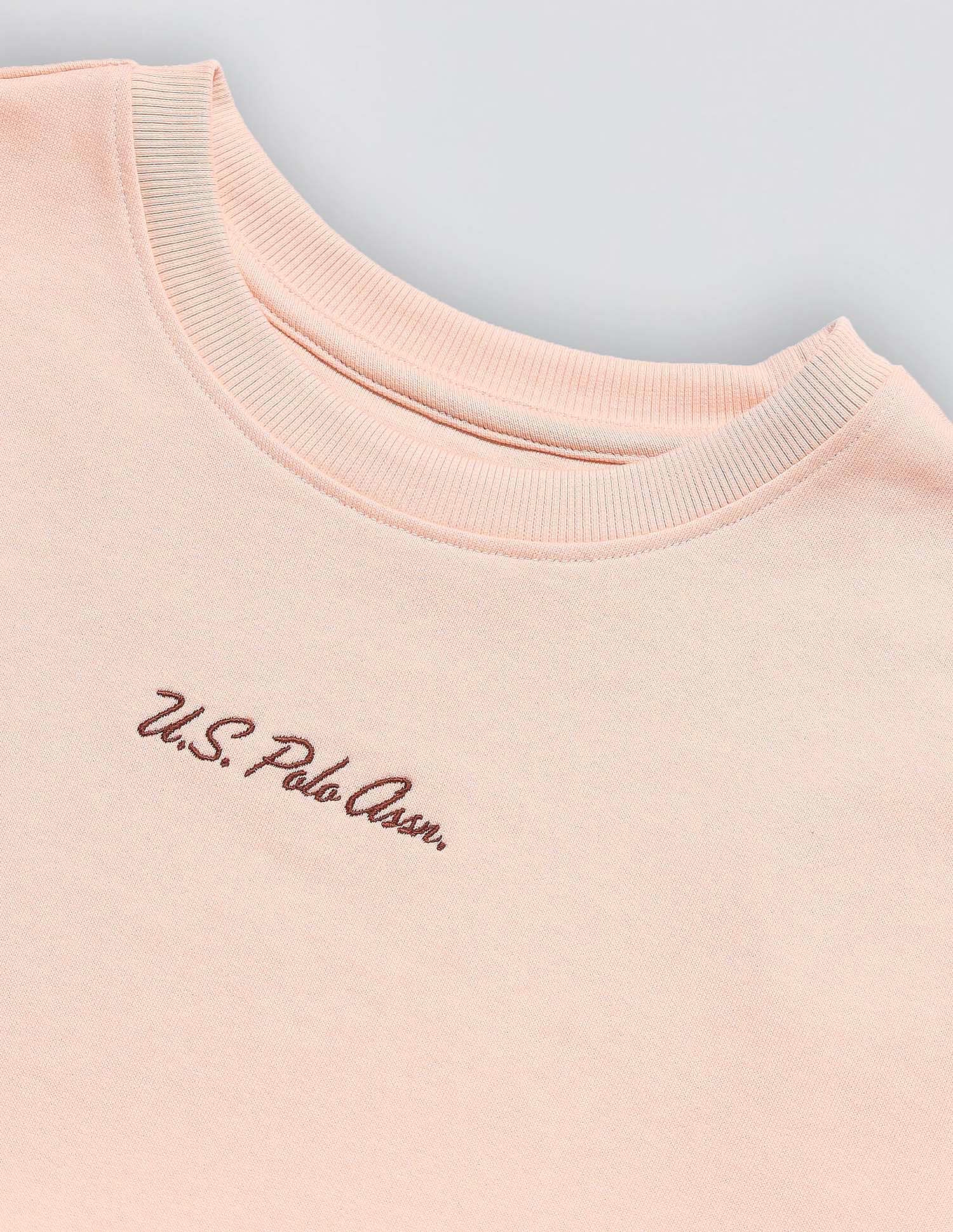 Regular Fit Solid Sweatshirt Peach - U.S. POLO ASSN. | Large