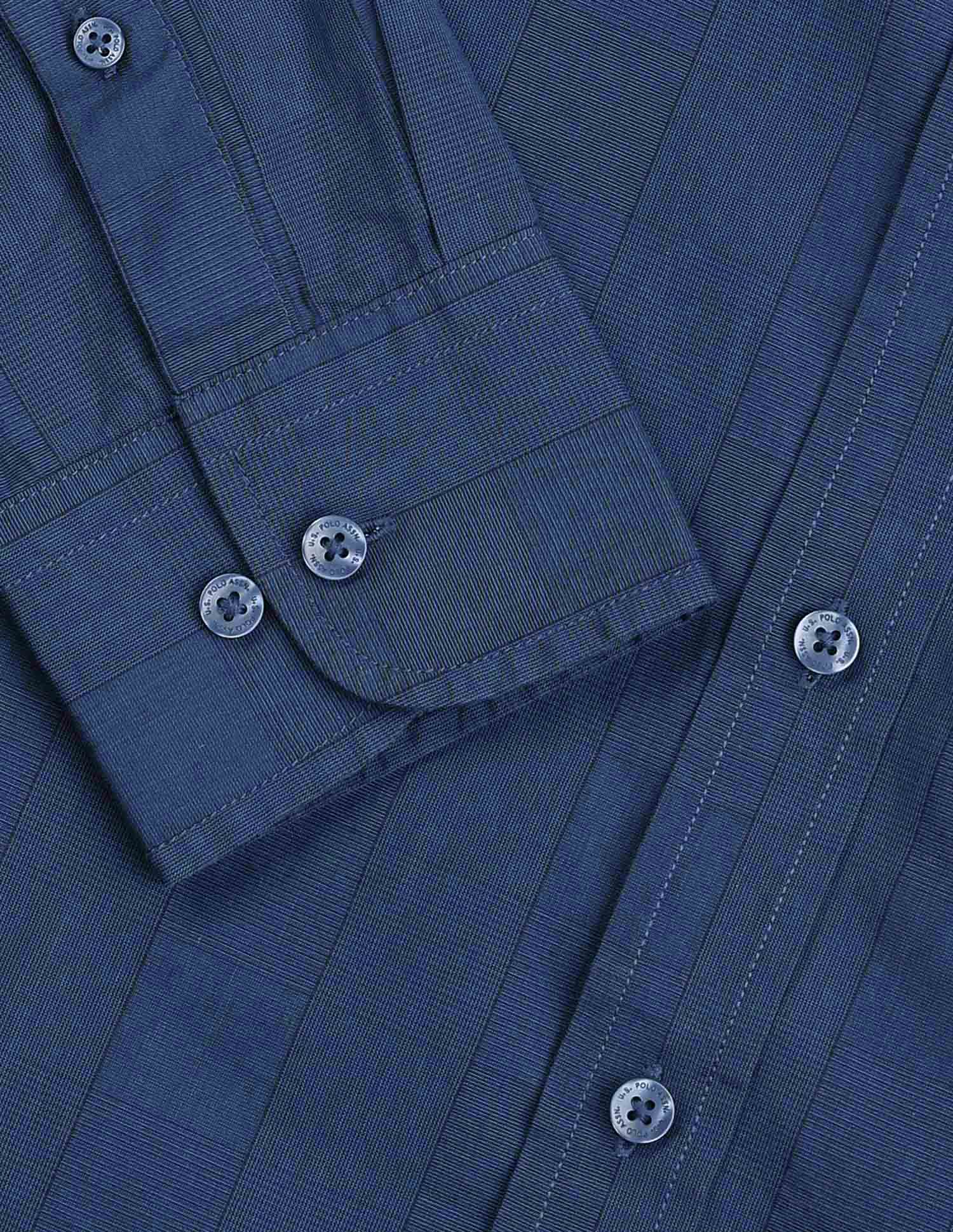Vertical Striped Pure Cotton Shirt Blue - U.S. Polo Assn. India | Large