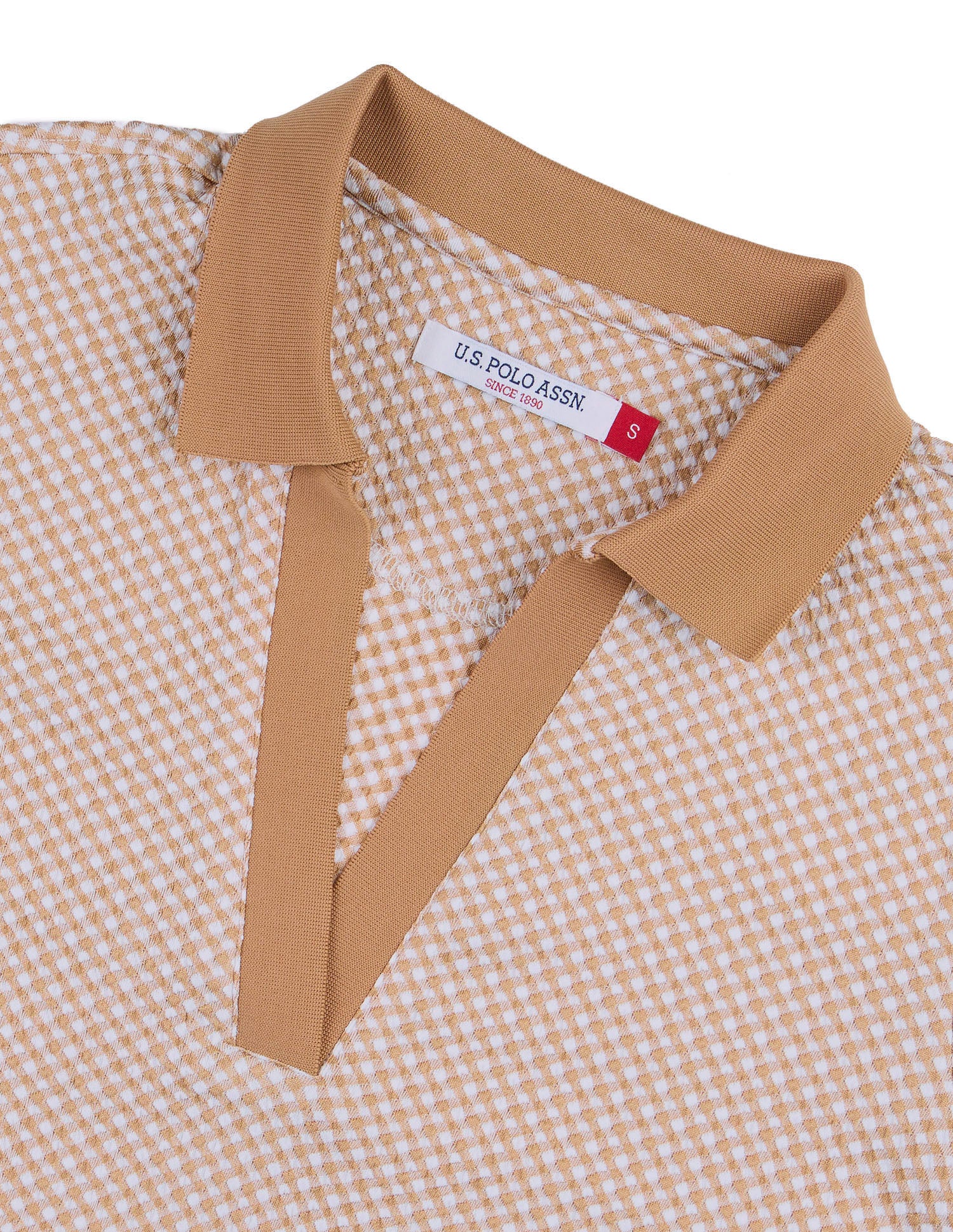 Geometric Printed Regular Fit Polo Shirt Beige - U.S. Polo Assn. India | Large