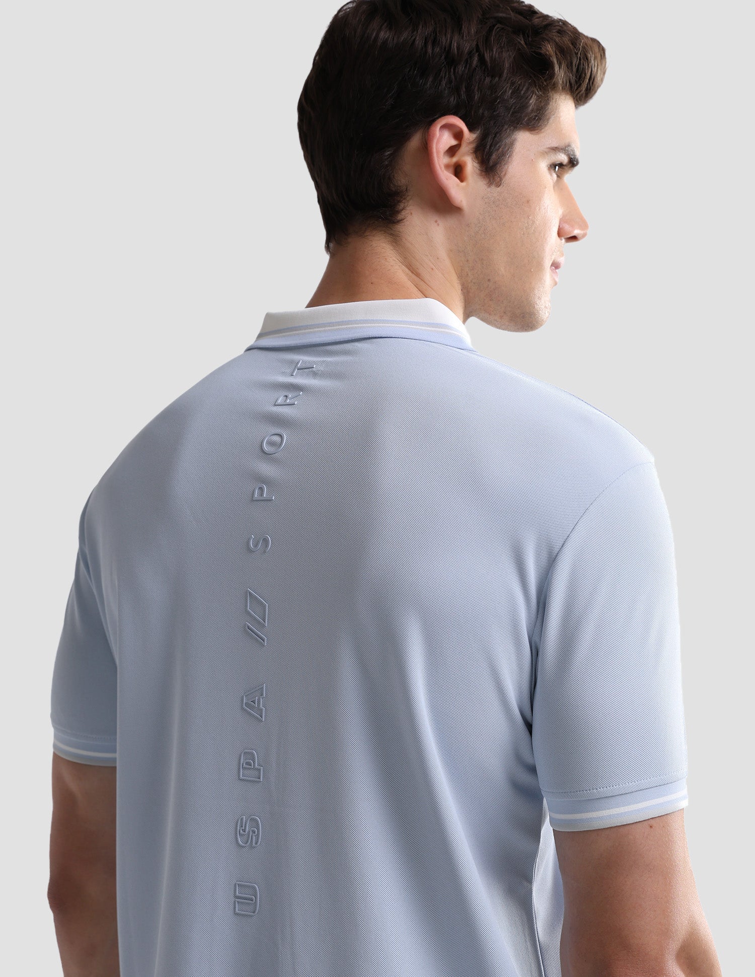 Solid Slim Fit Active Polo Shirt Light Blue - U.S. Polo Assn. India | Large