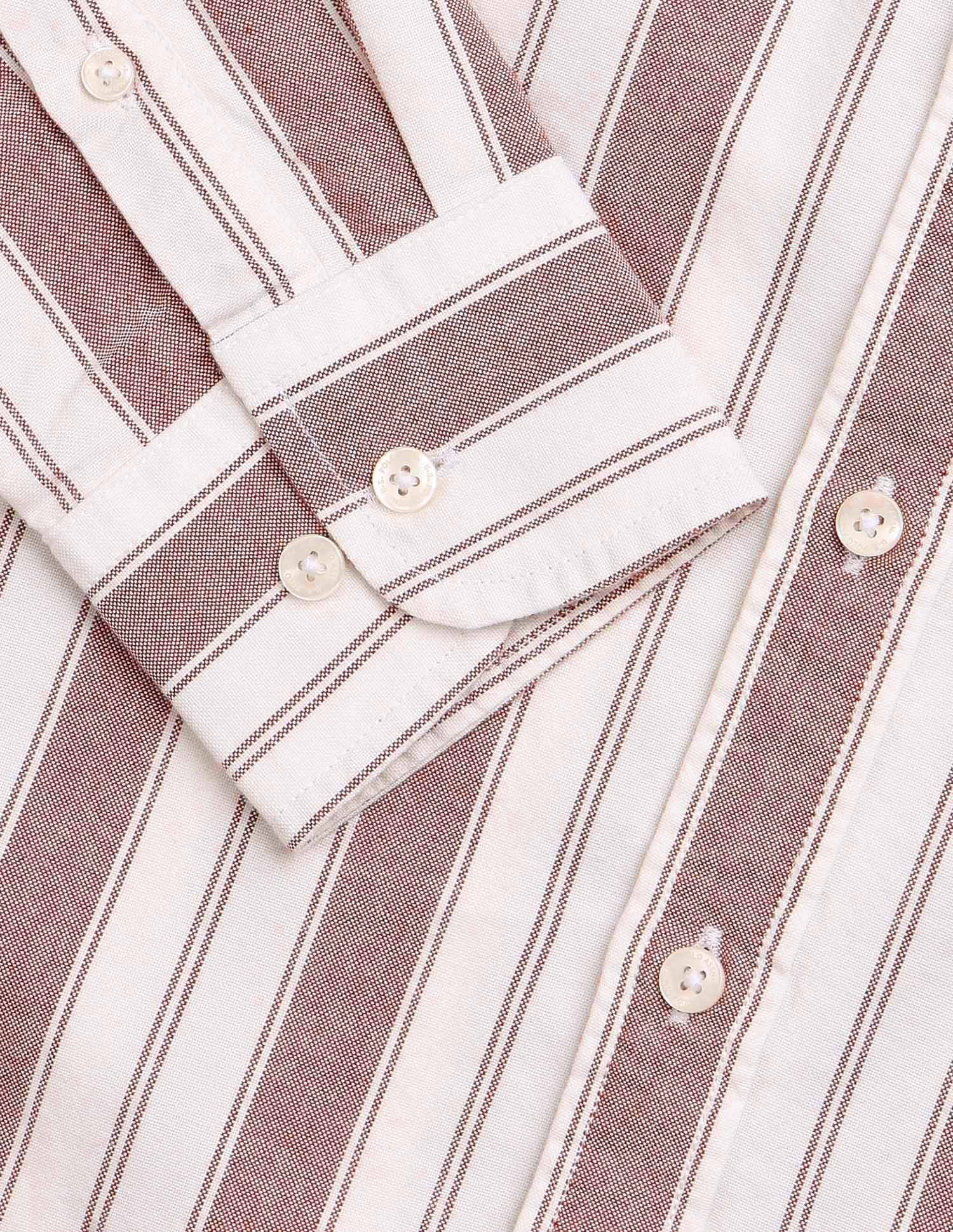 Vertical Striped Pure Cotton Shirt Brown - U.S. Polo Assn. India | Large