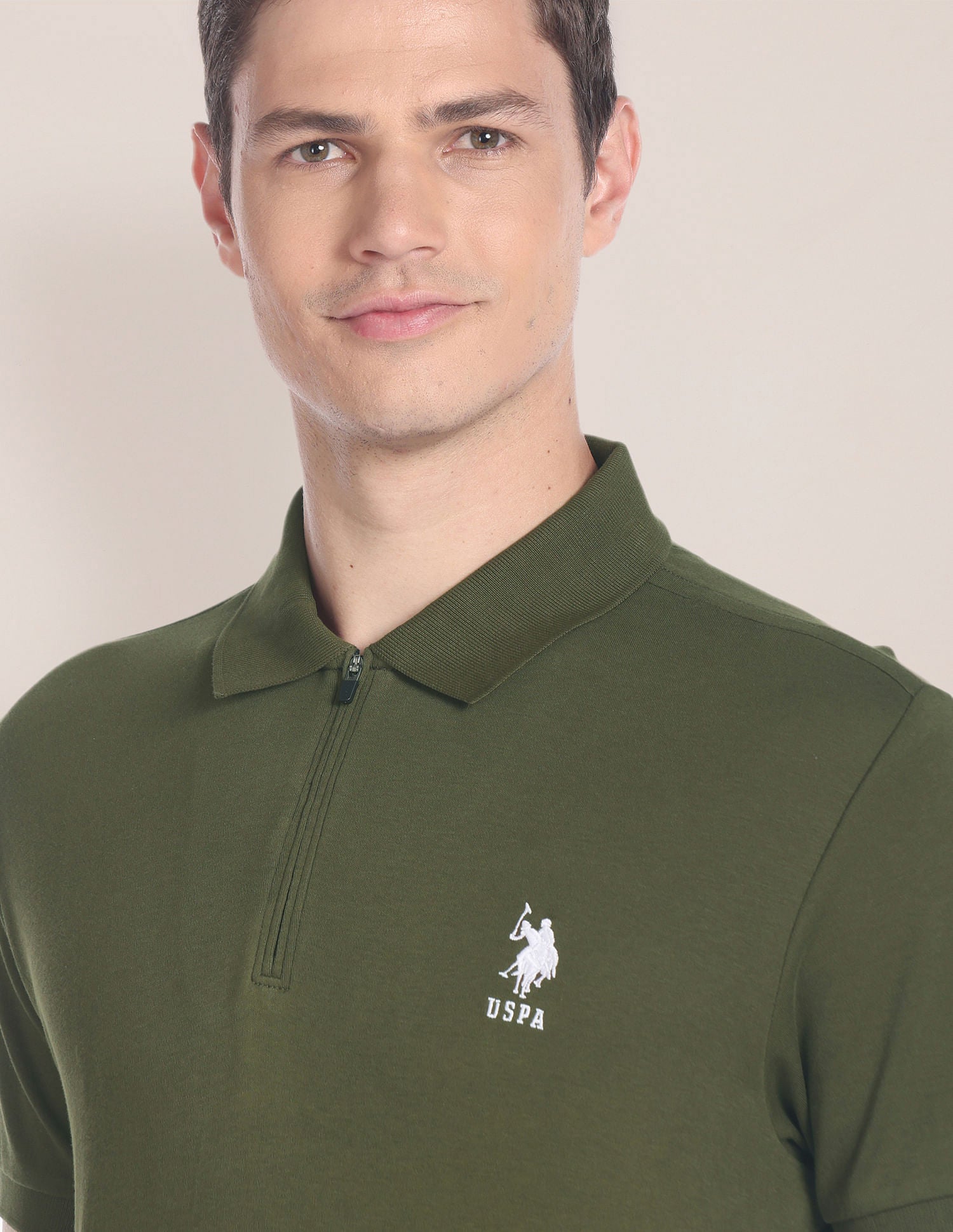 Solid Slim Fit Polo Shirt Olive - U.S. POLO ASSN. | Large