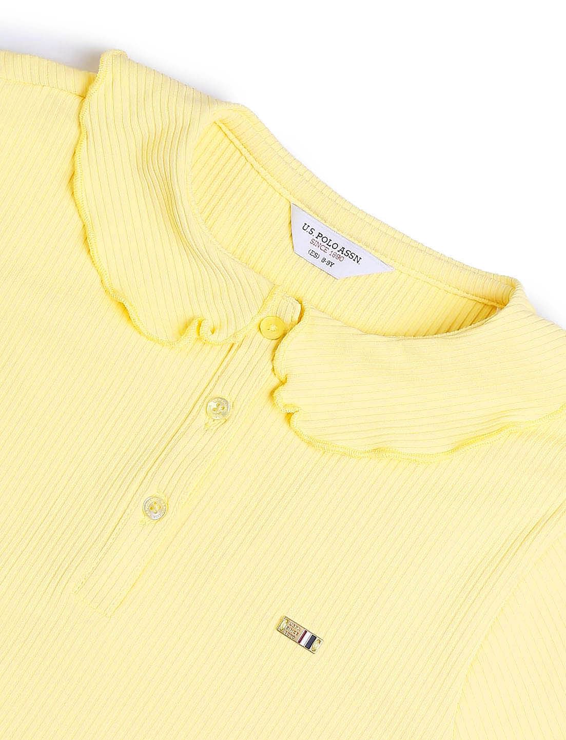 Girls Relaxed Fit Lettuce Edge T-Shirt Yellow - U.S. POLO ASSN. | Large