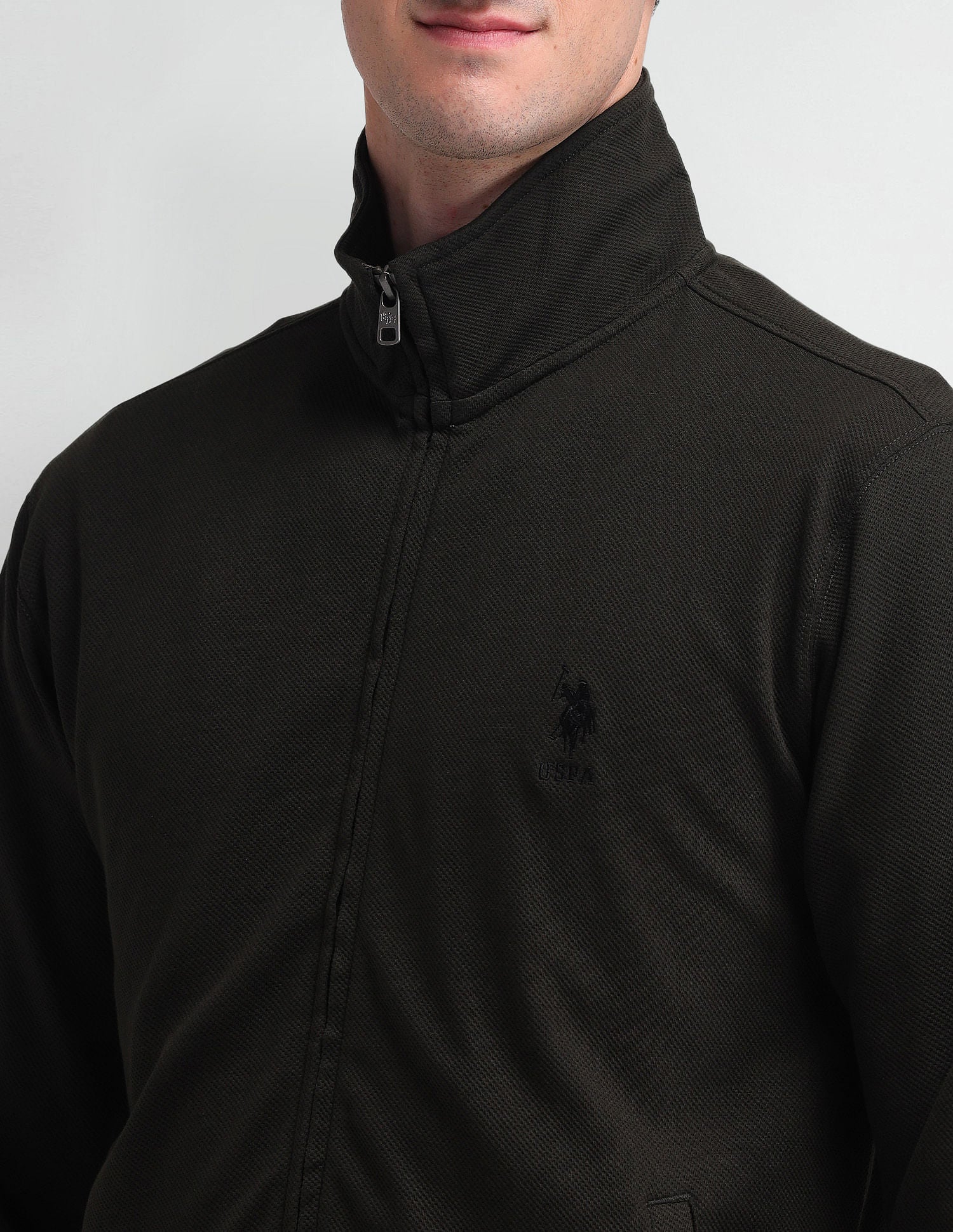High Neck Slim Fit Sweatshirt Green - U.S. Polo Assn. India | Large