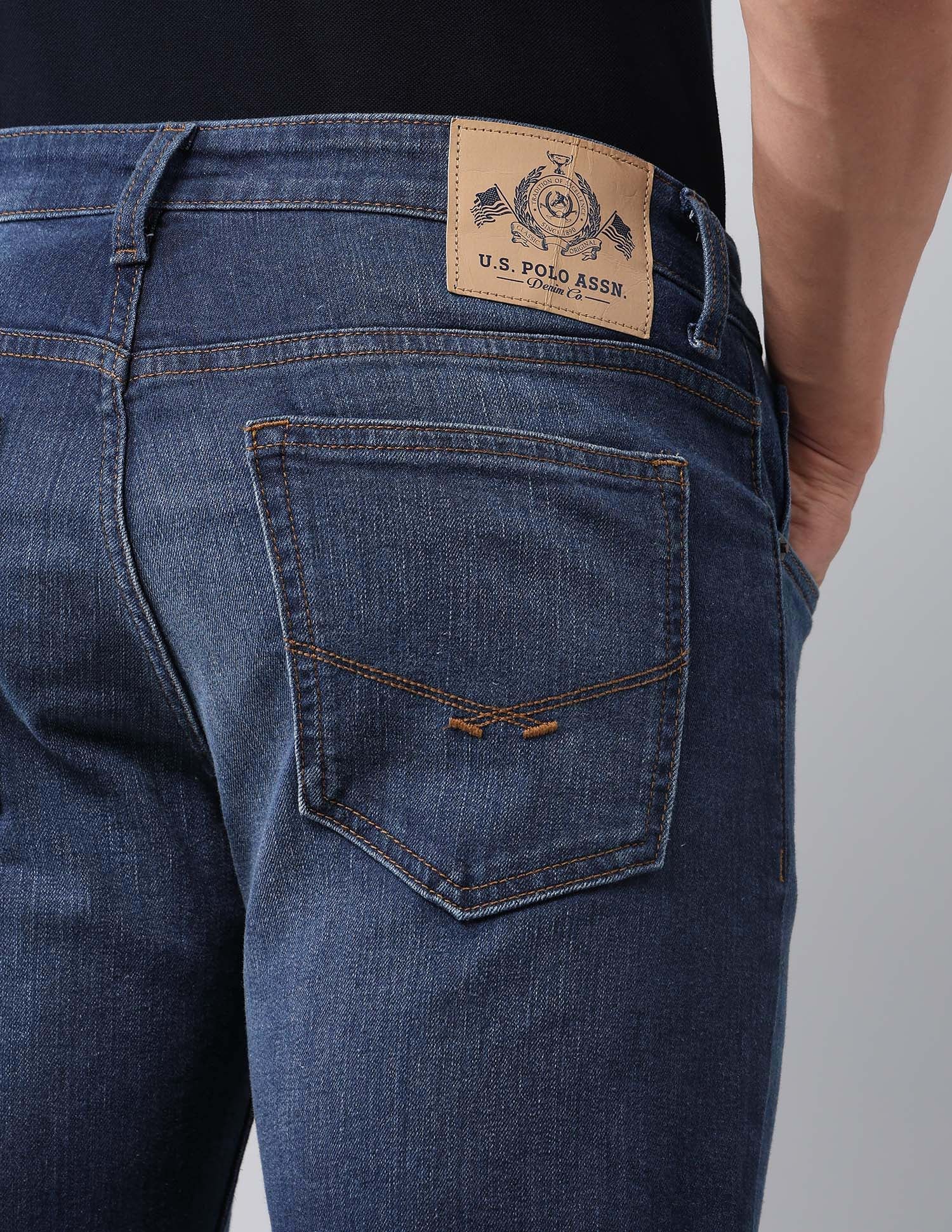 Brandon Slim Tapered Fit Blue Jeans Med Blue - U.S. POLO ASSN. | Large