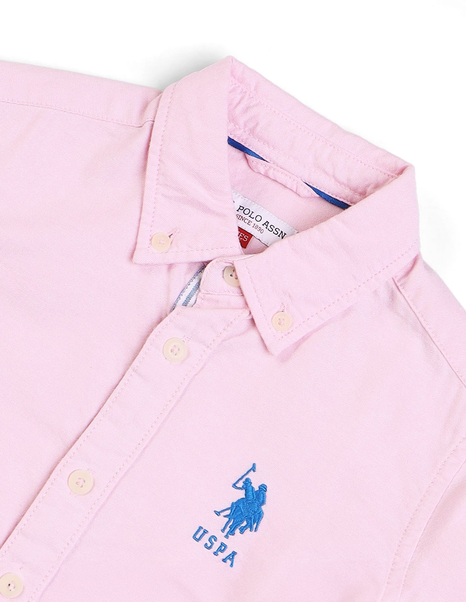 Button Down Collar Solid Casual Shirt Light. Pink - U.S. POLO ASSN. | Large