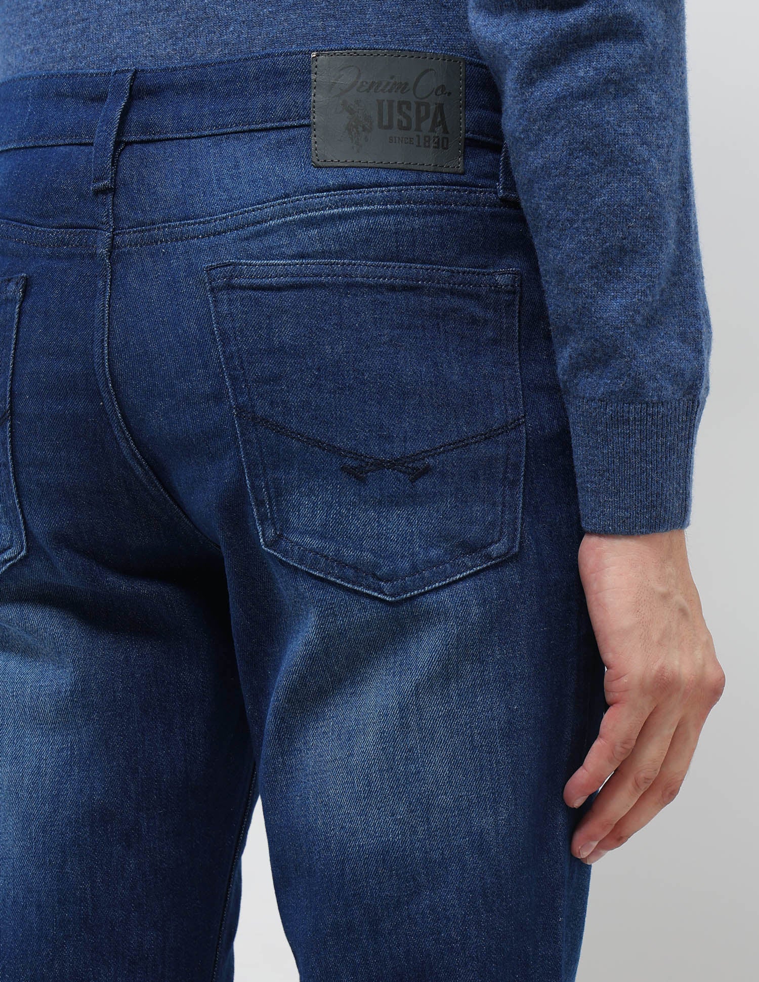 Brandon Slim Tapered Fit Whiskered Jeans Indigo - U.S. POLO ASSN. | Large