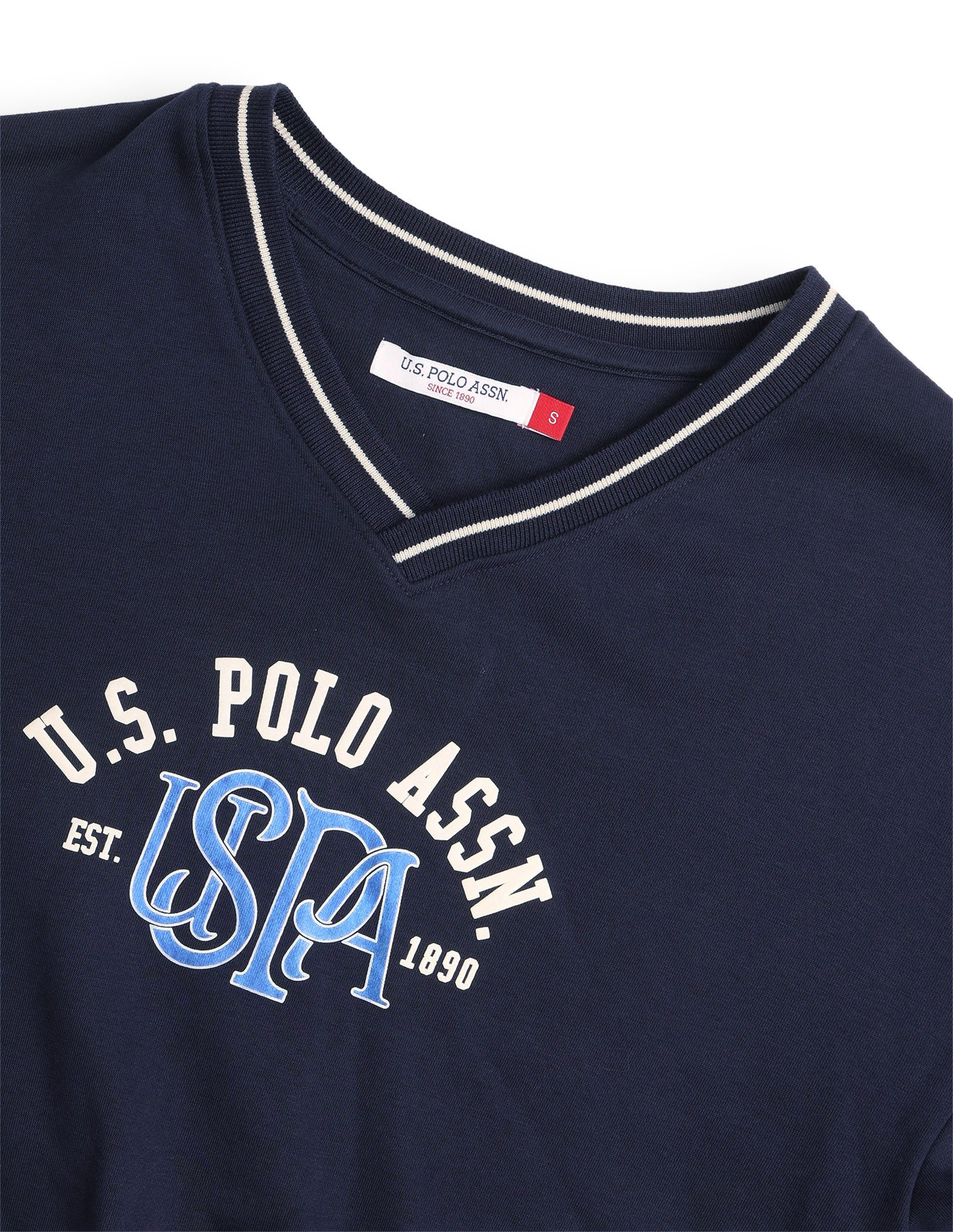 Typographic Brand Printed Oversized Fit Sweatshirt Dark Blue - U.S. Polo Assn. India | Large