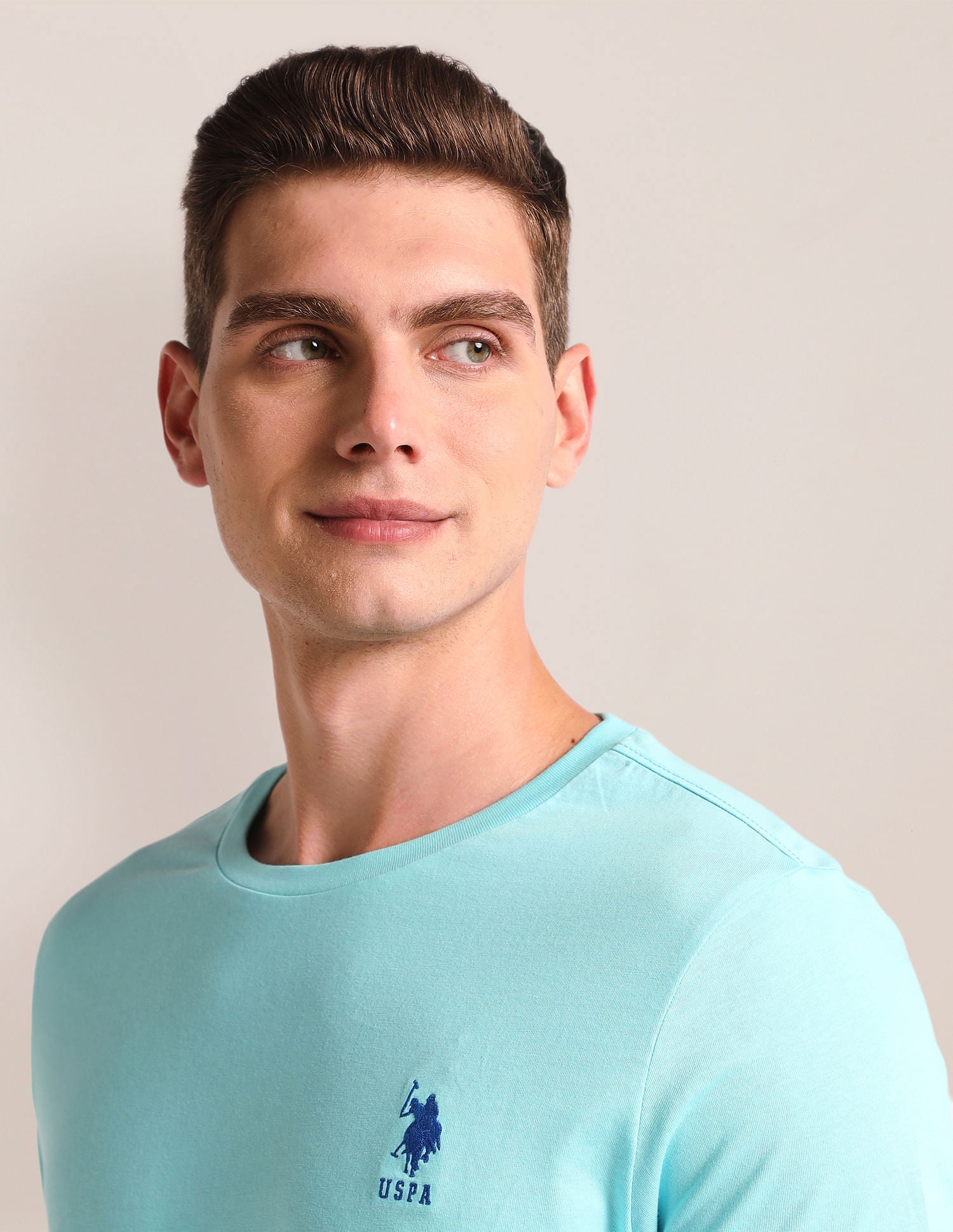 Colour Block Slim Fit T-Shirt Turquoise - U.S. POLO ASSN. | Large