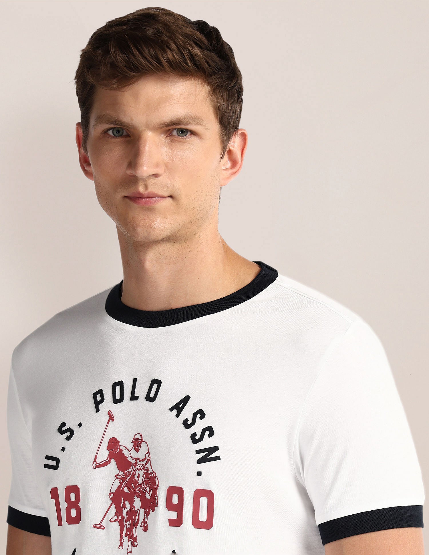 Crew Neck Brand Print T-Shirt White - U.S. POLO ASSN. | Large
