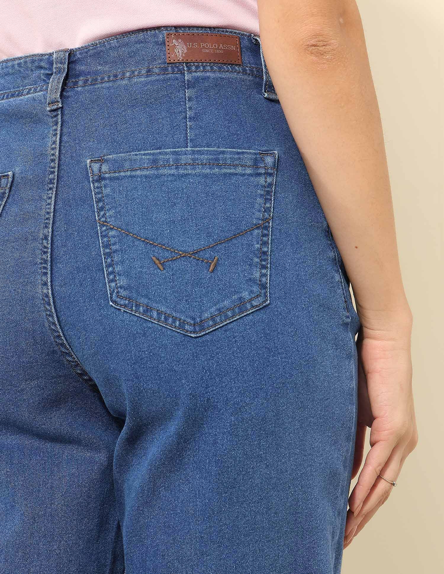 High Rise Carrot Fit Jeans Beige - U.S. POLO ASSN. | Large