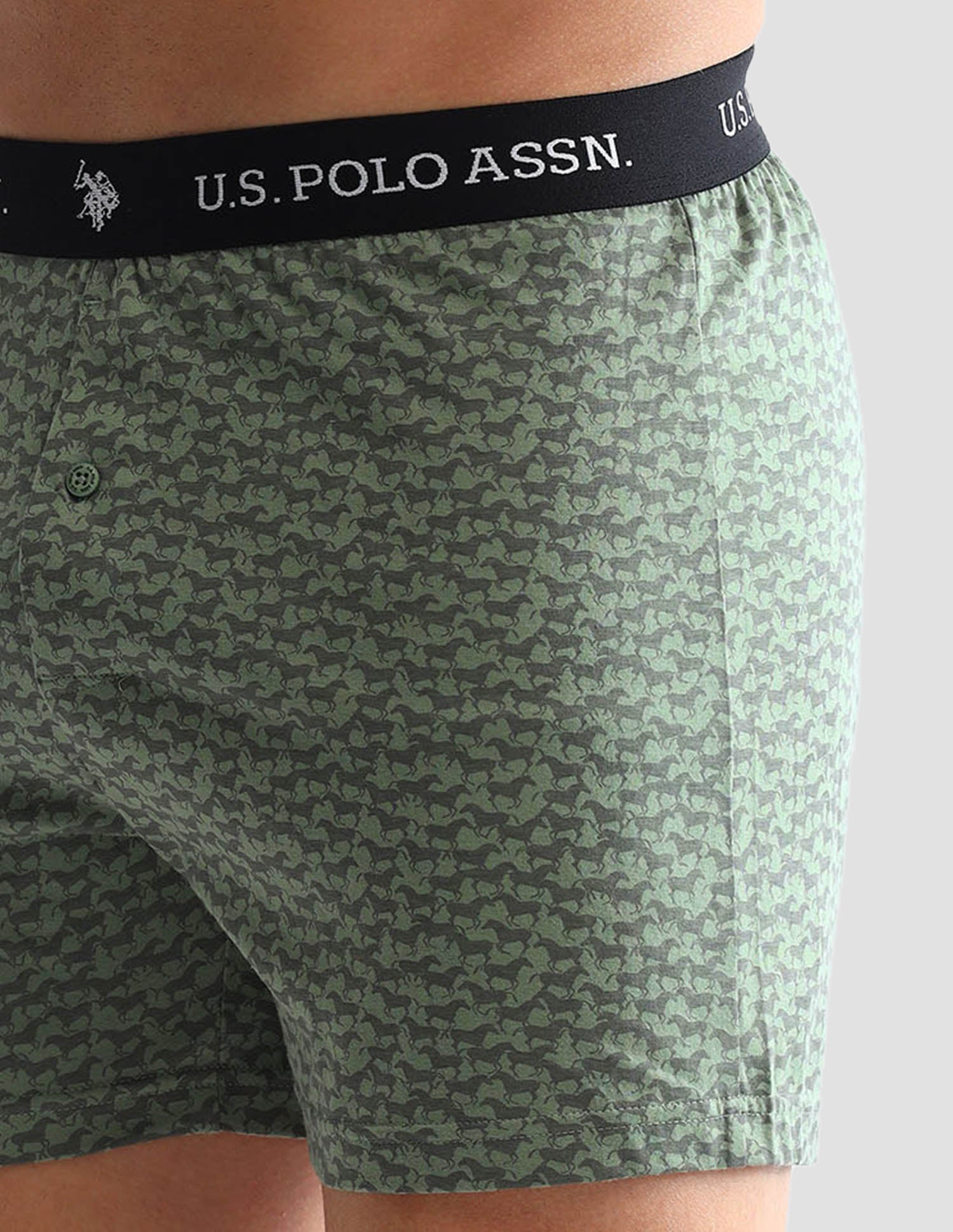 Printed Cotton OEX09 Boxers - Pack Of 2 Black and Green Bay - U.S. POLO ASSN. | Large