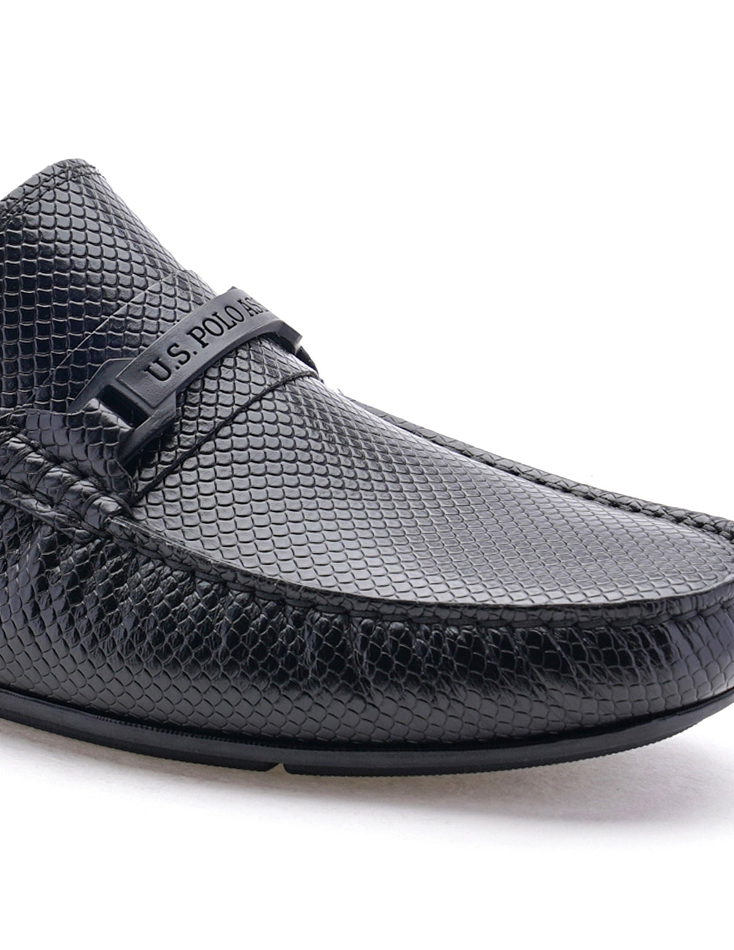Men Textured Leather Terren Loafers Black - U.S. Polo Assn. India | Large