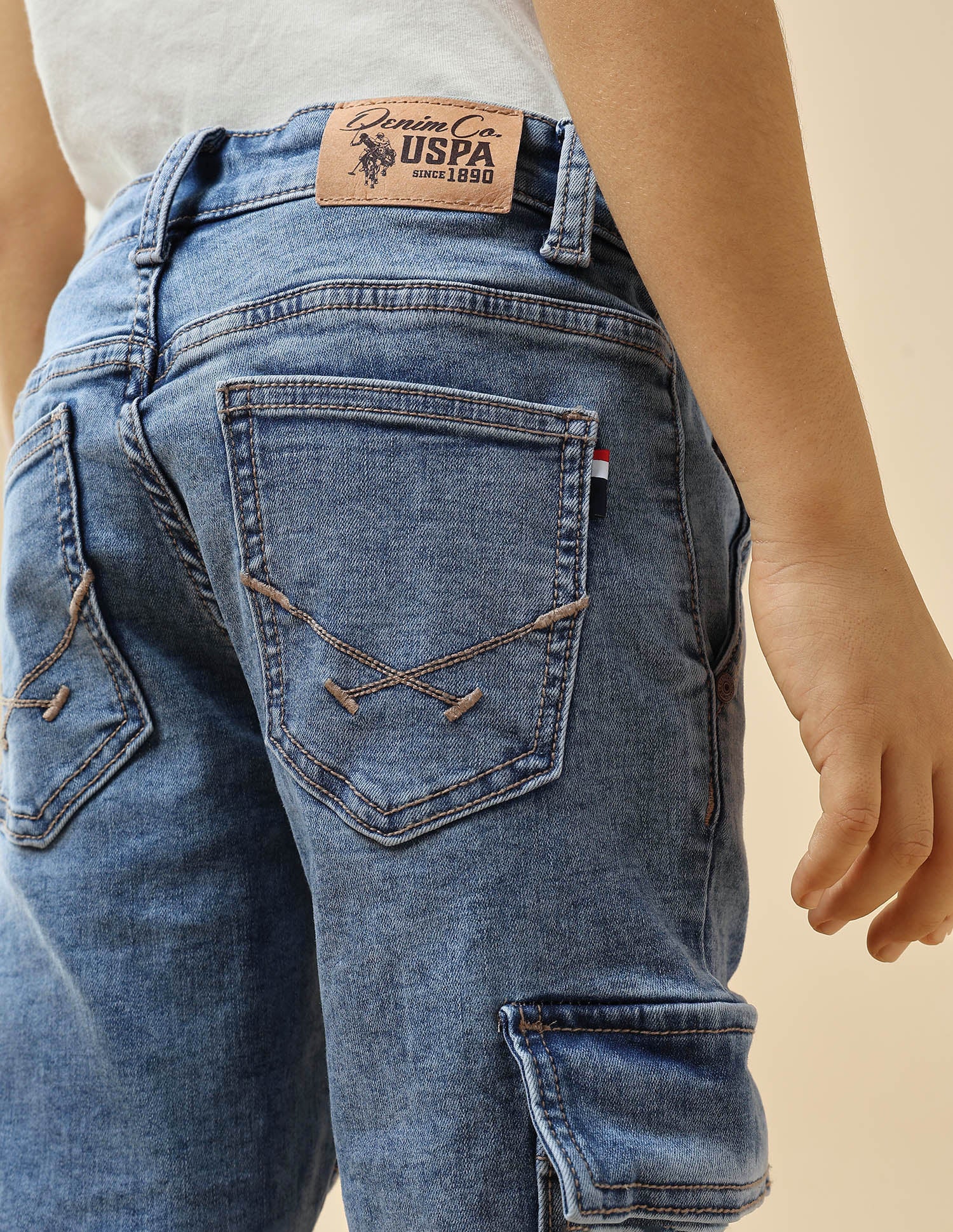 Boys Relaxed Fit Cargo Jeans Blue - U.S. POLO ASSN. | Large