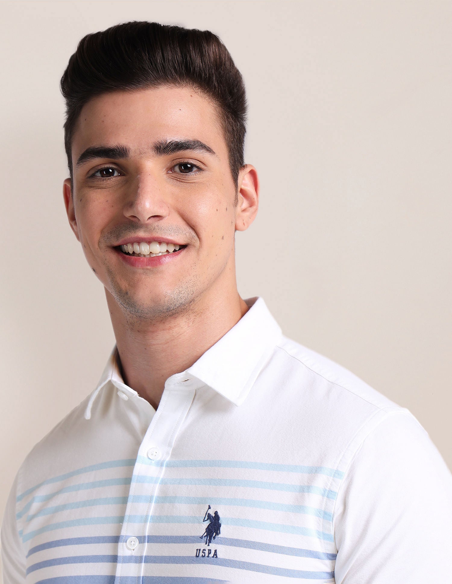 Premium Cotton Oxford Shirt White and Blue - U.S. Polo Assn. India | Large
