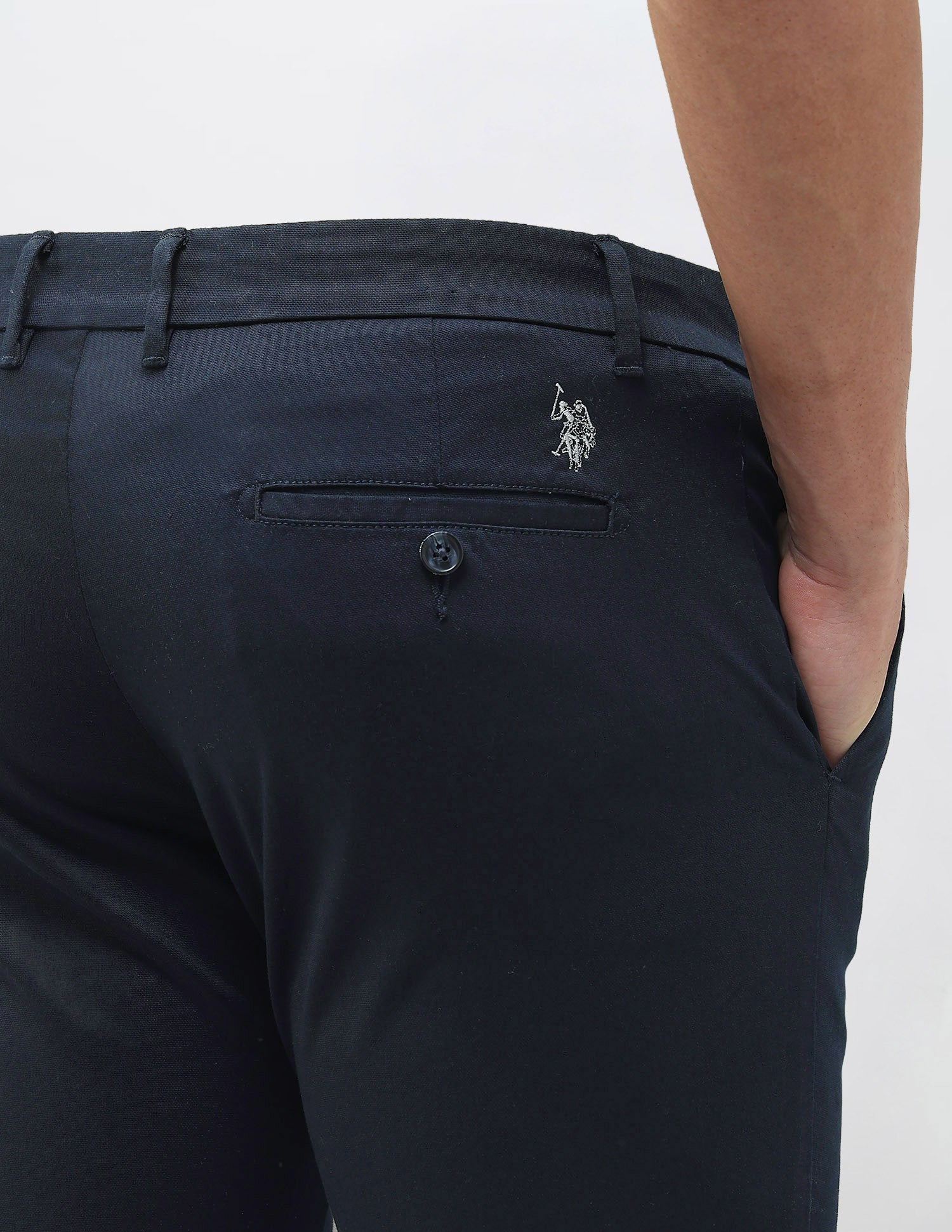 Denver Slim Fit Dobby Trousers Navy - U.S. Polo Assn. India | Large